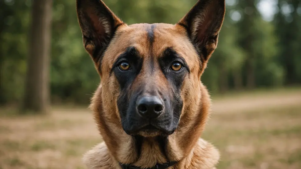Close-up view of a Belgian Malinois showcasing its sleek coat and alert expression