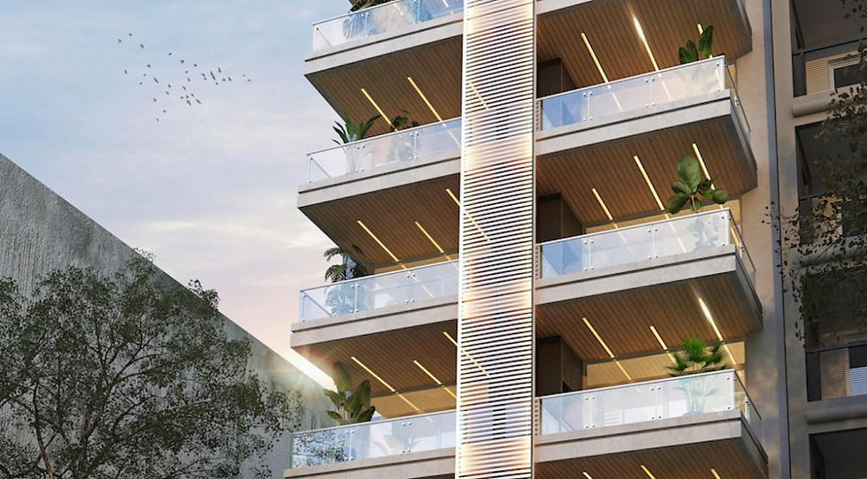 fachada de predio residencial com breeze e varanda de vidro