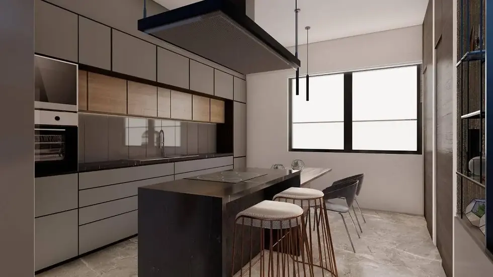 cozinha moderna de sobrado geminado