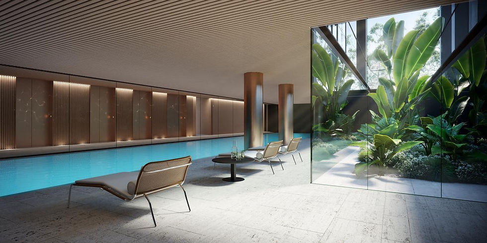 projeto e planta de piscina coberta de prédio moderno residencial