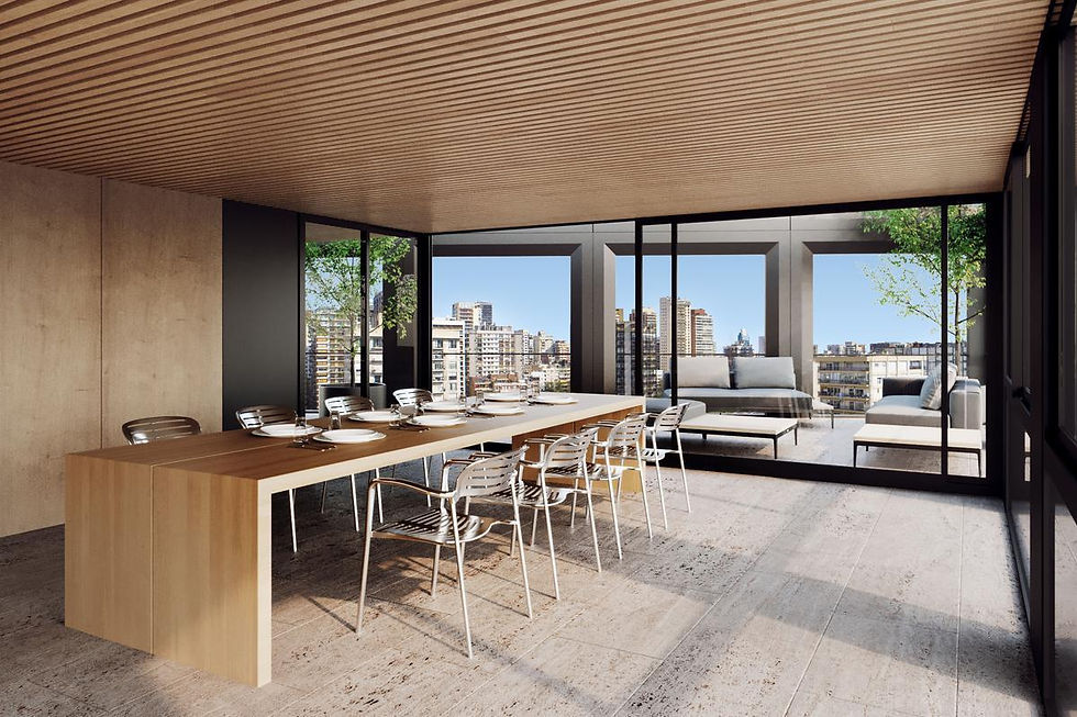projeto e planta de área gourmet de roof top de prédio moderno residencial