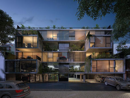 Projeto de prédio de 4 andares de apartamentos de 45m e 2 quartos
