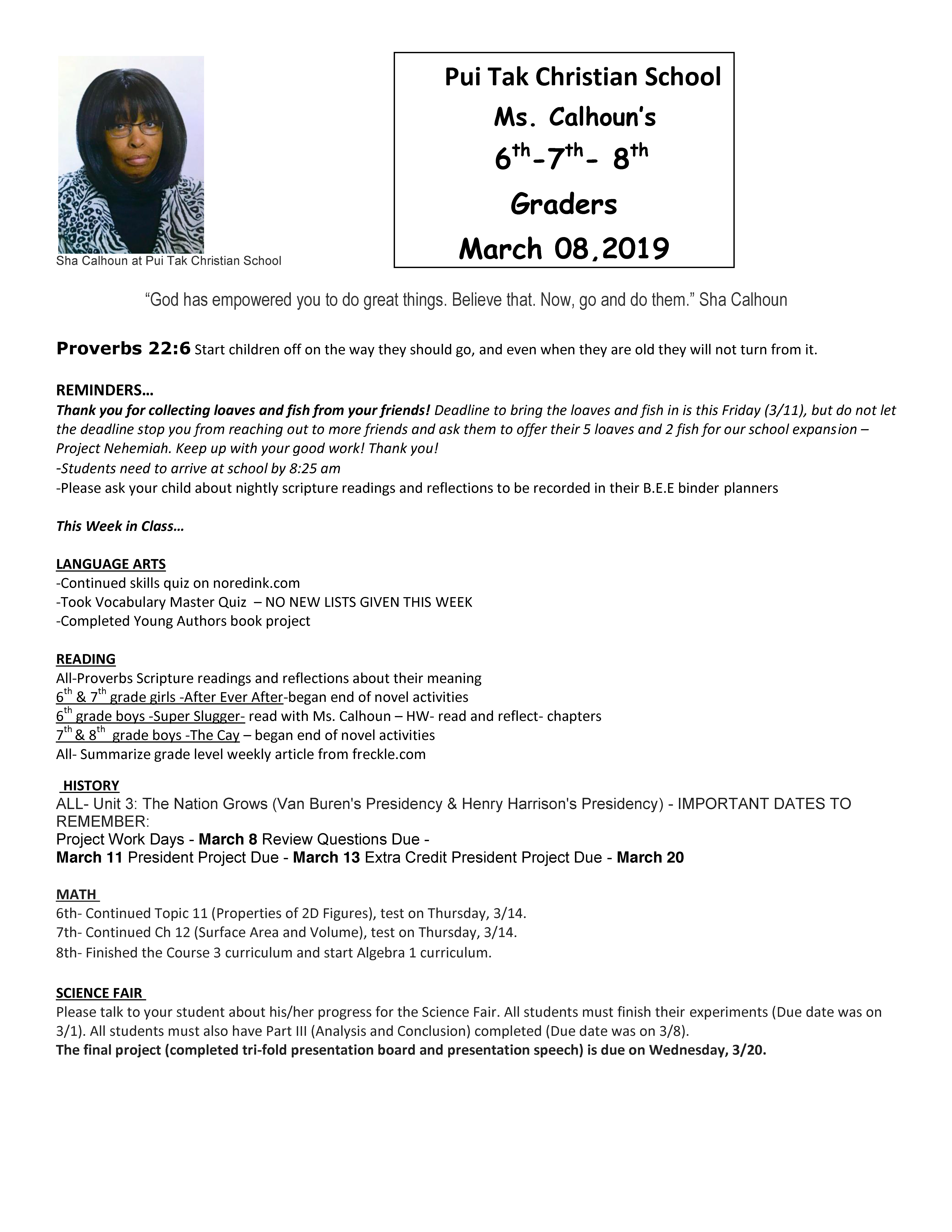 ShaNewsletter2019March2nndweek