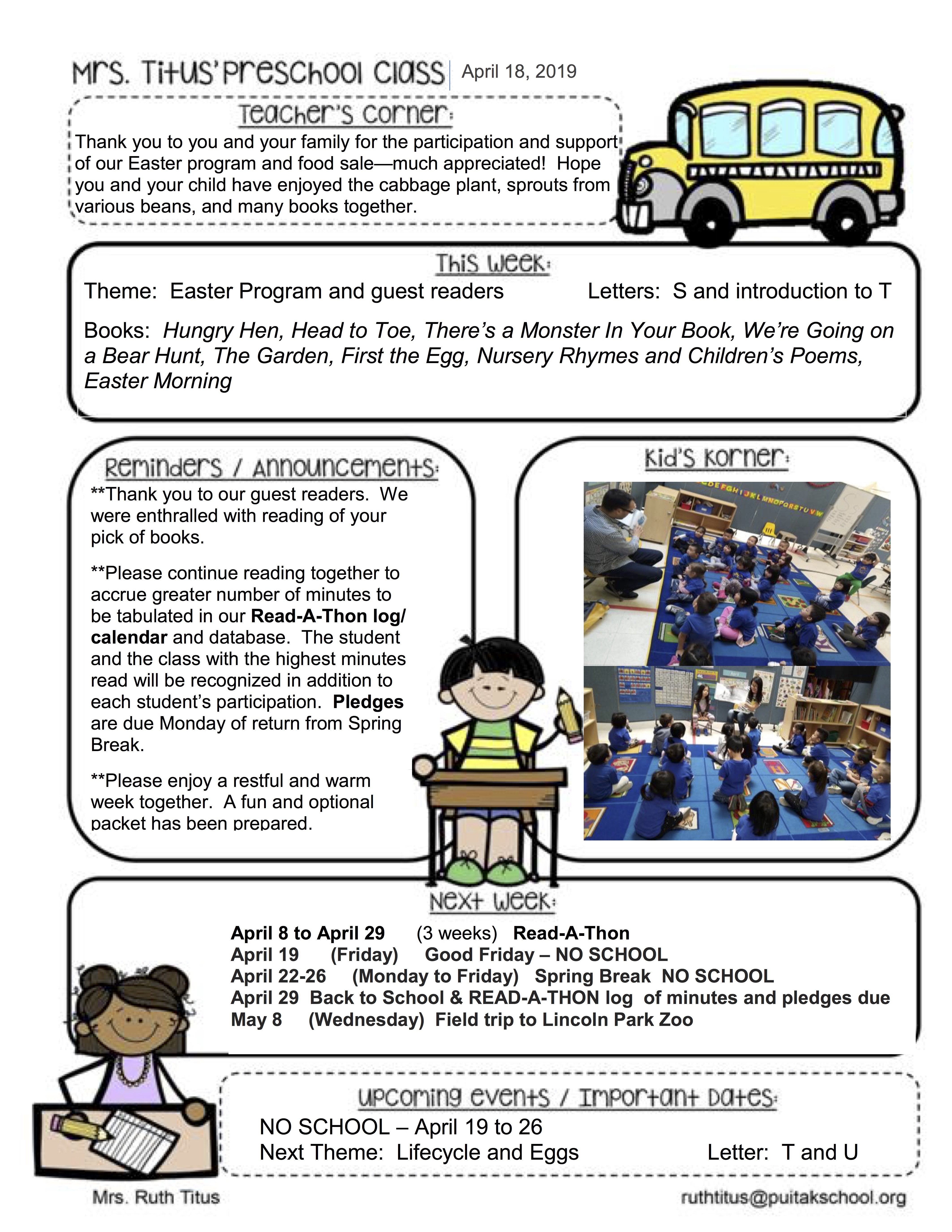 RuthNewsletter2019April4thWeek