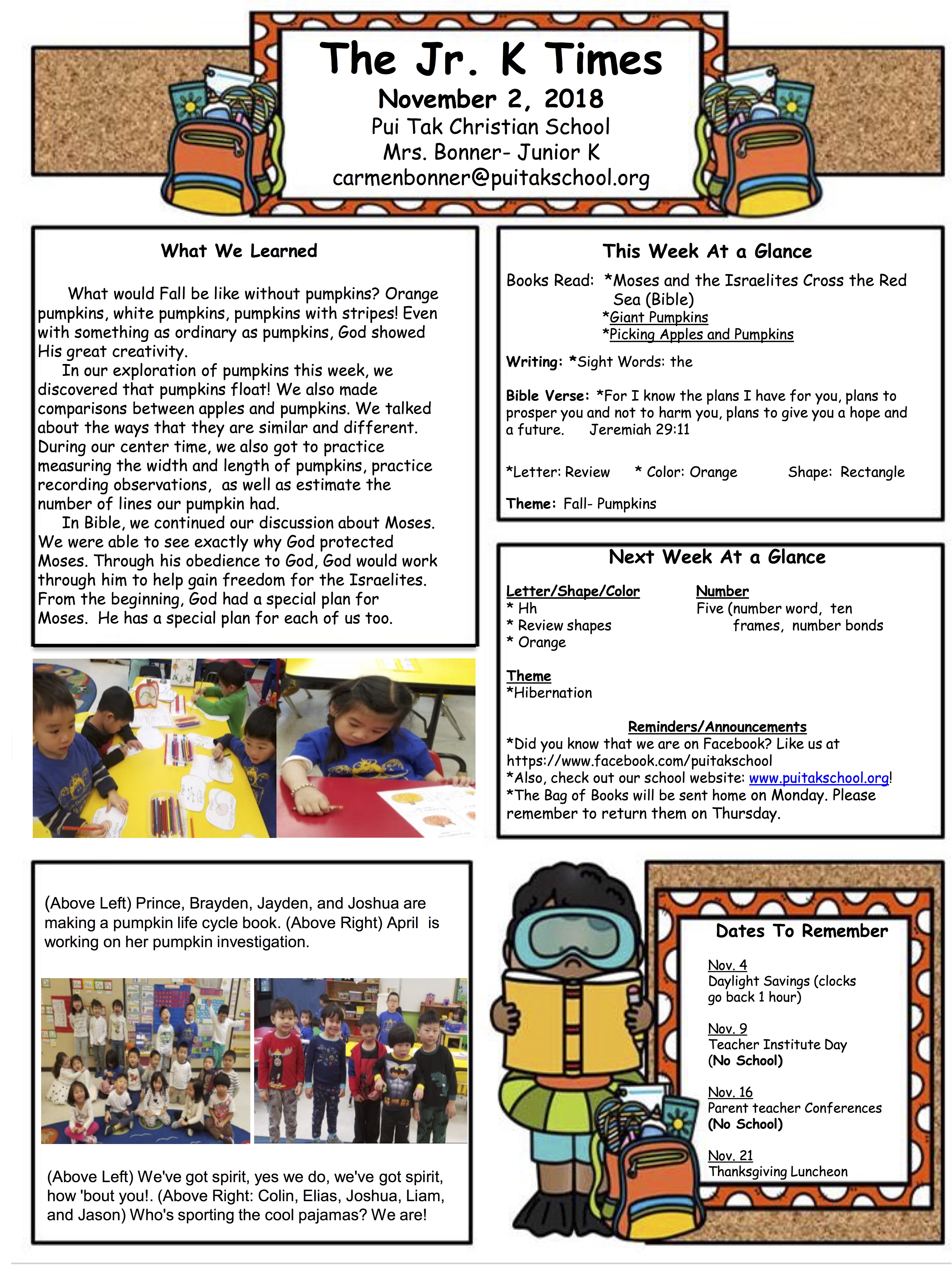 CarmanNewsletter2018November1stWeek