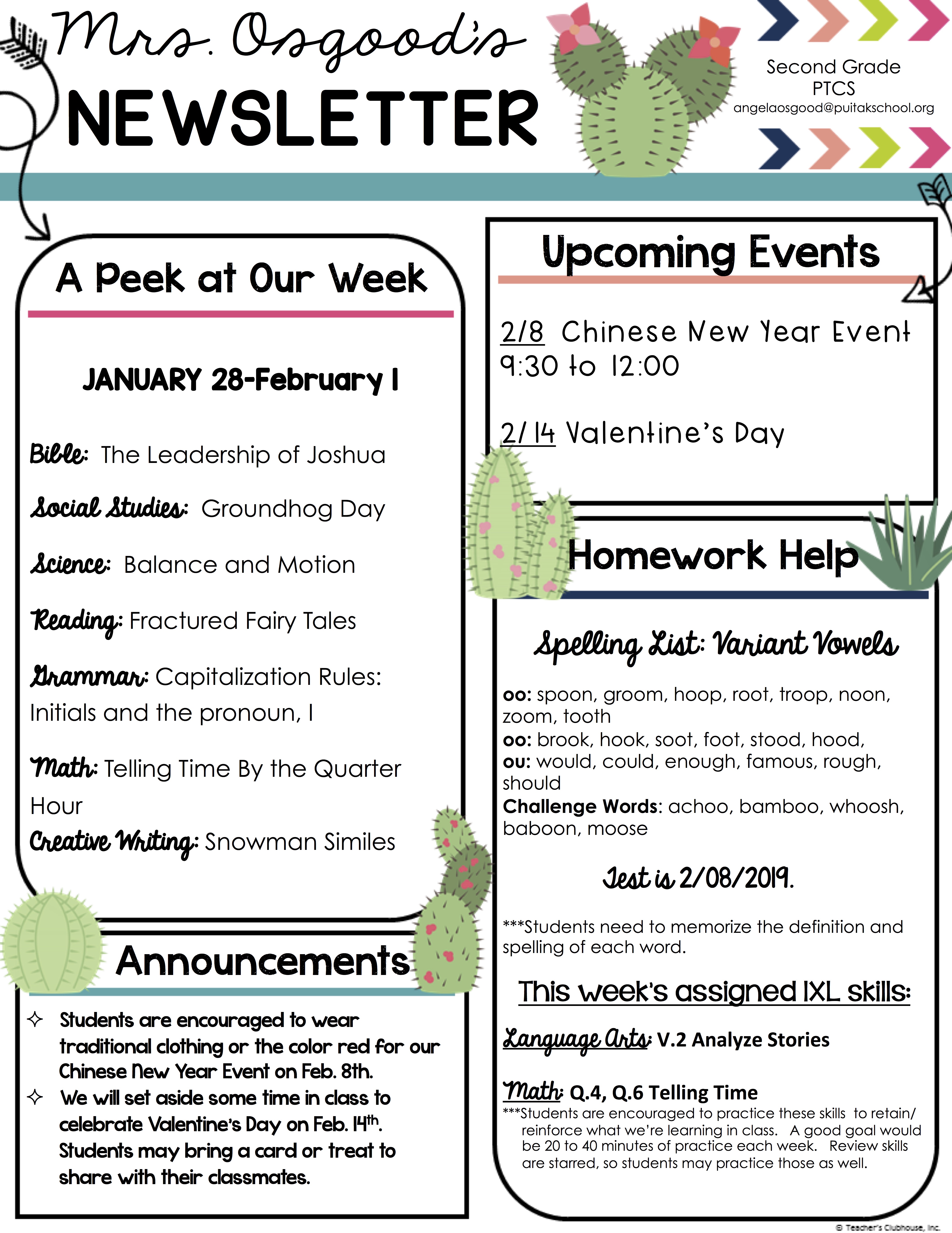 AngelaNewsletter2019February1stWeek
