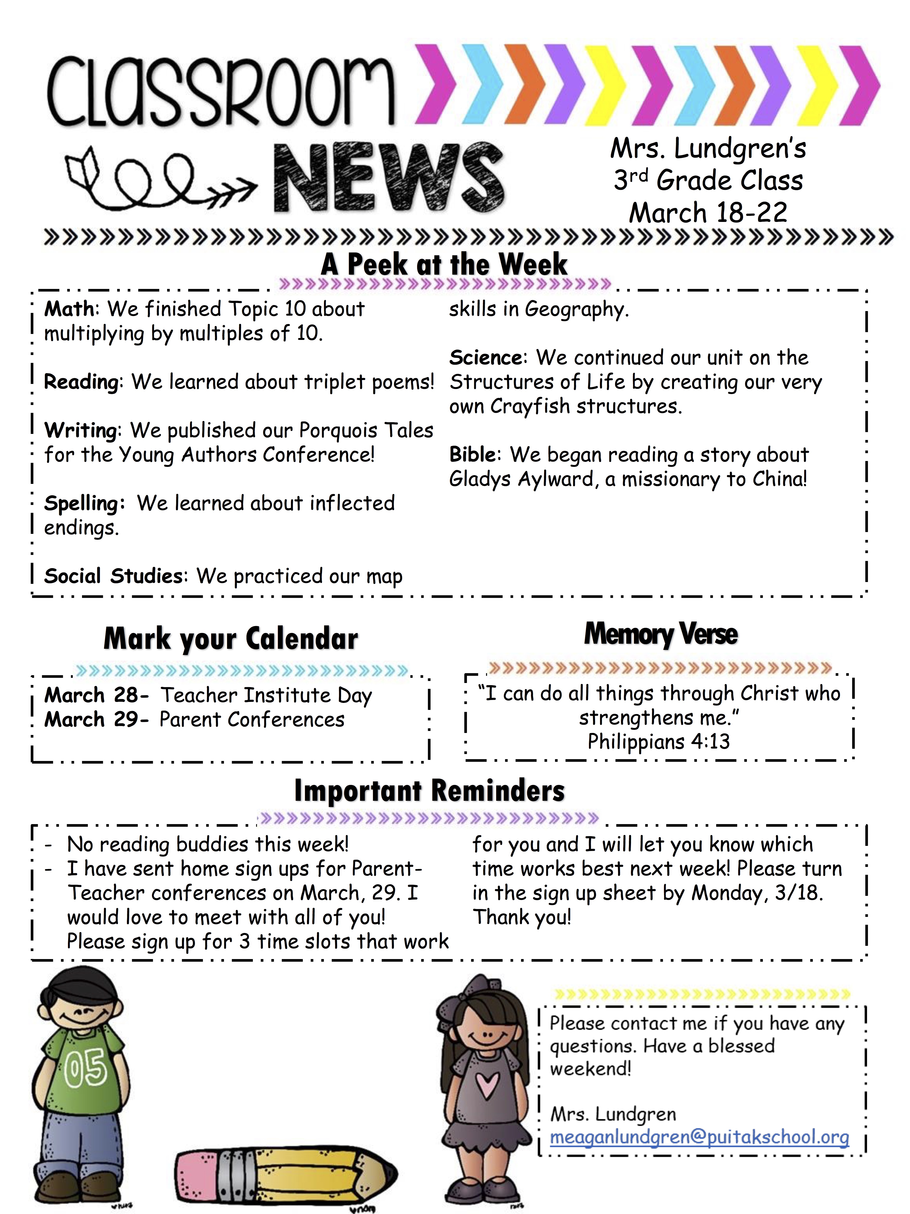 MeaganNewsletter2019March3rdWeek