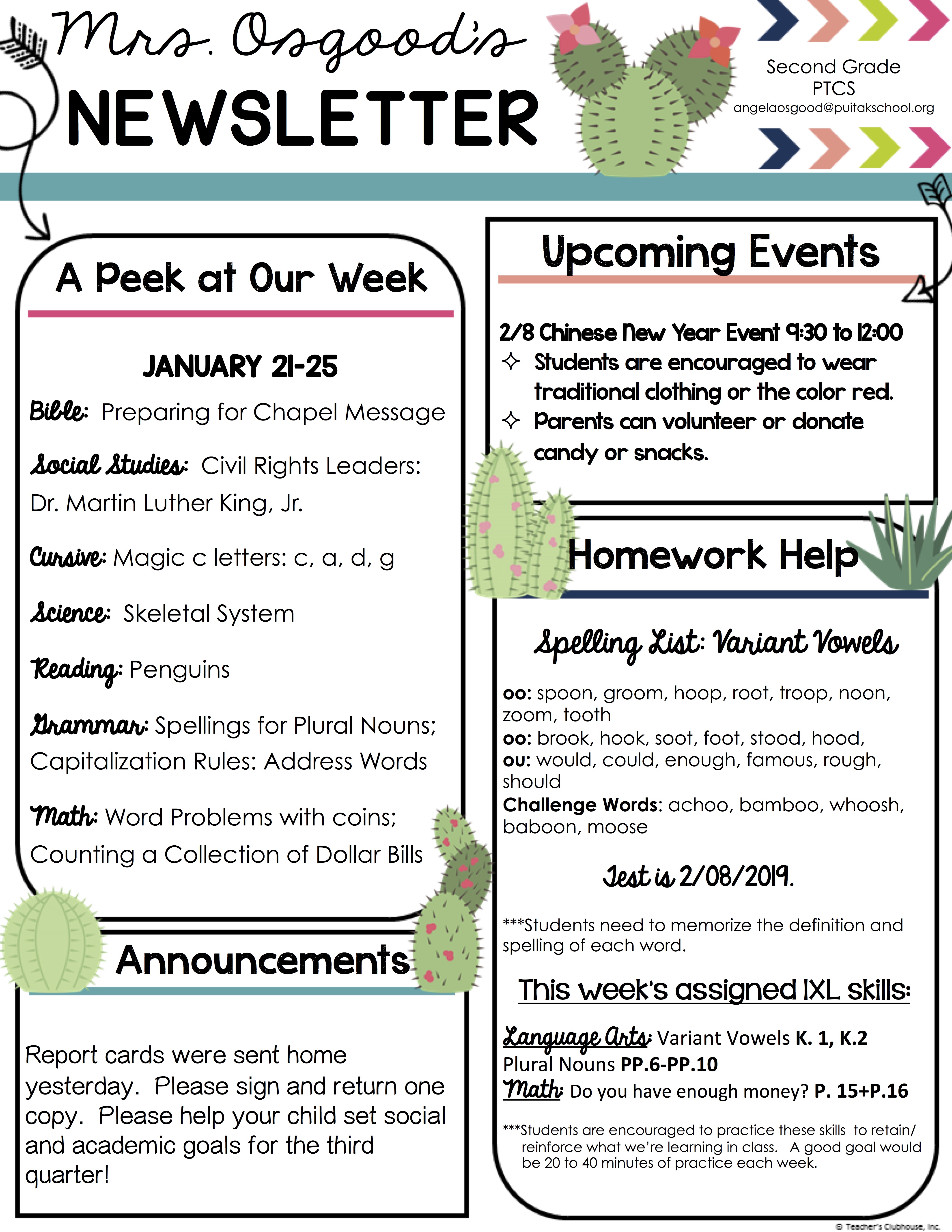 AngelaNewsletter2019January4thWeek