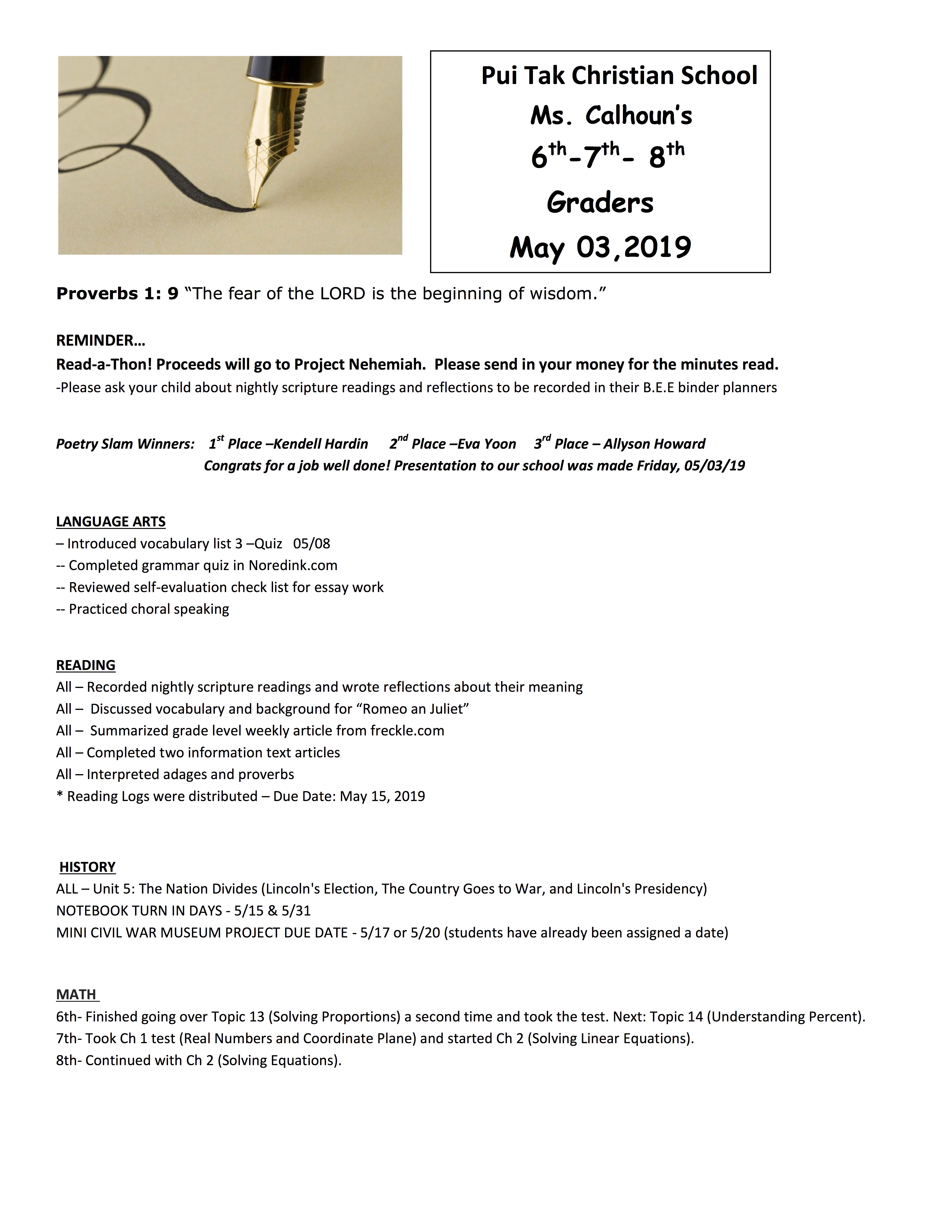 ShaNewsletter2019May1stWeek