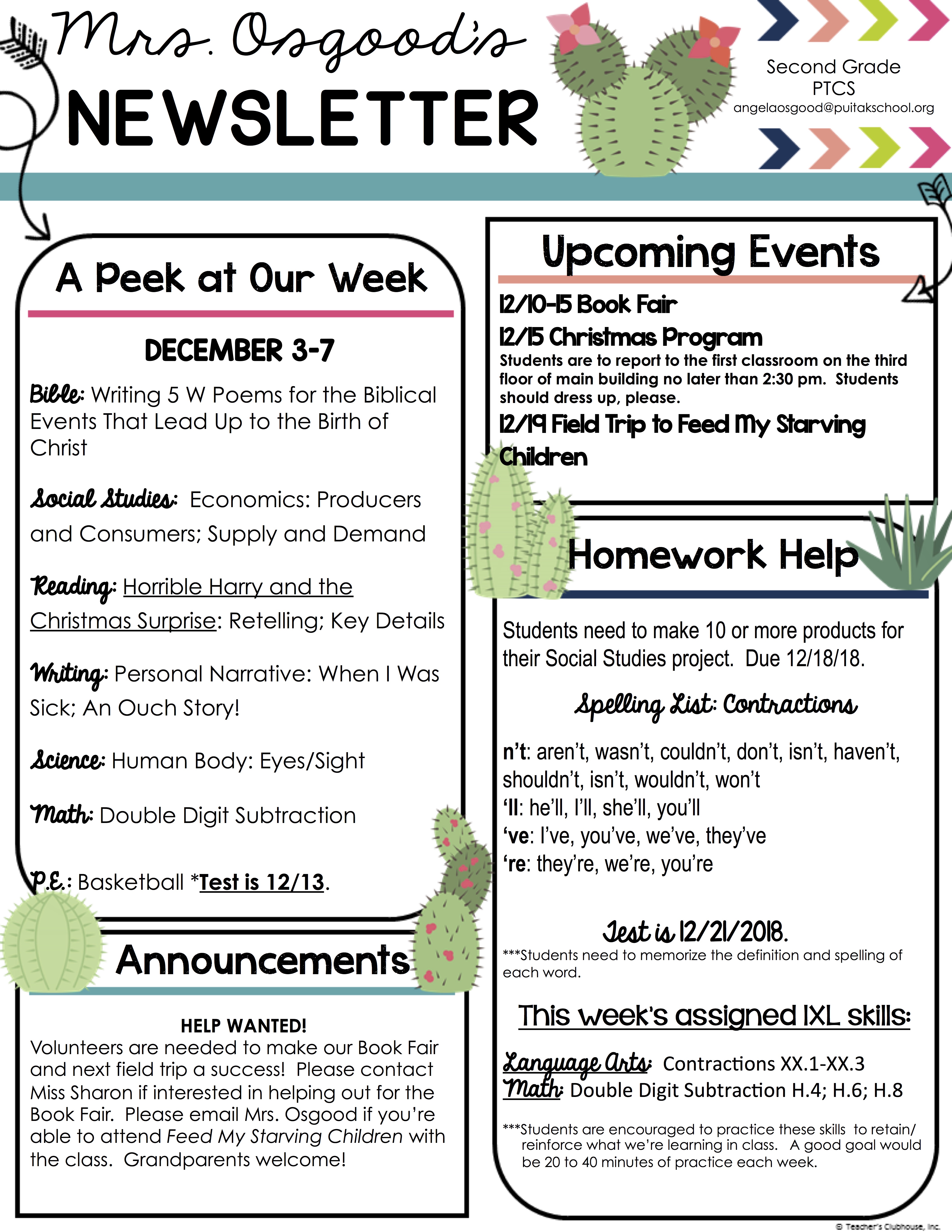 AngelaNewsletter2018December1stWeek