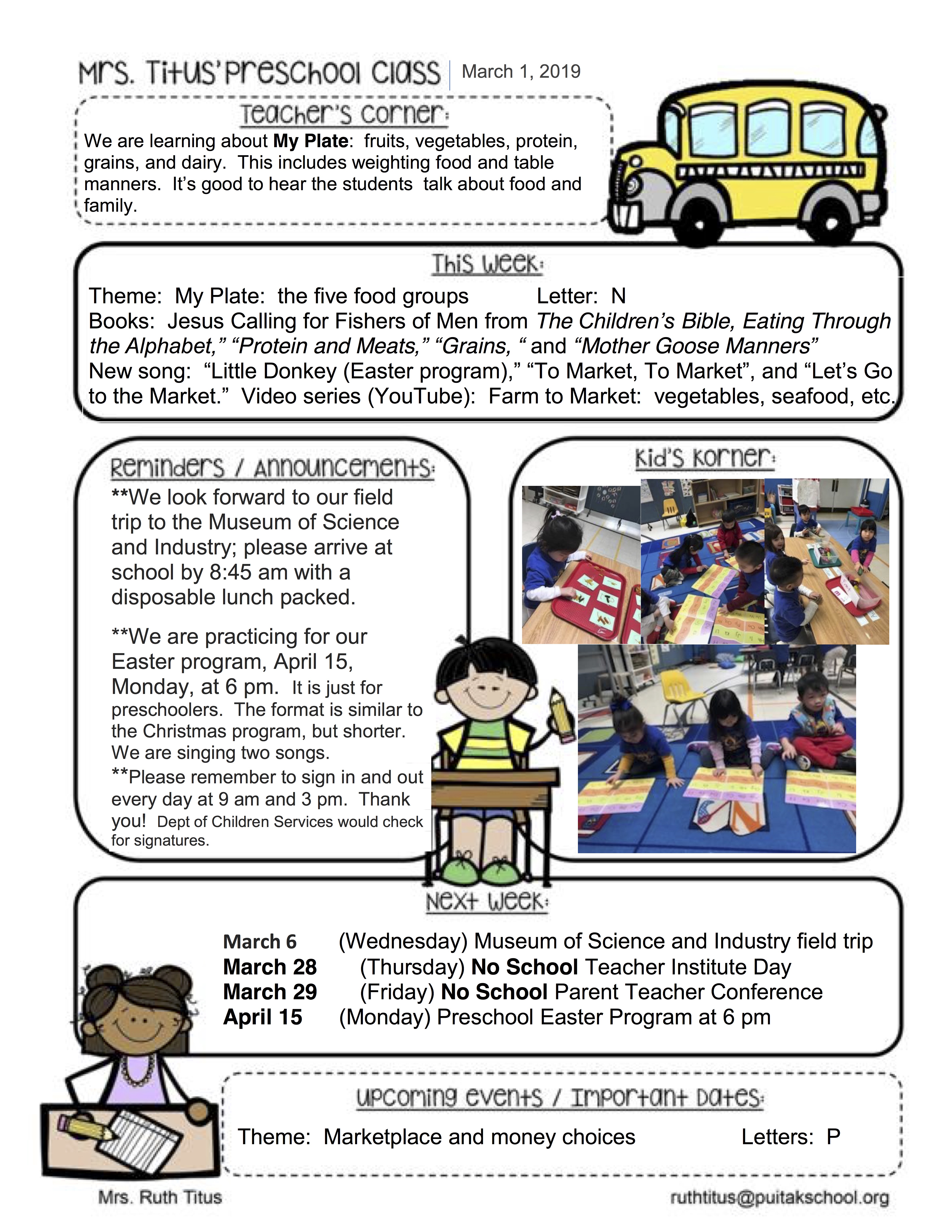 RuthNewsletter2019March1stweek