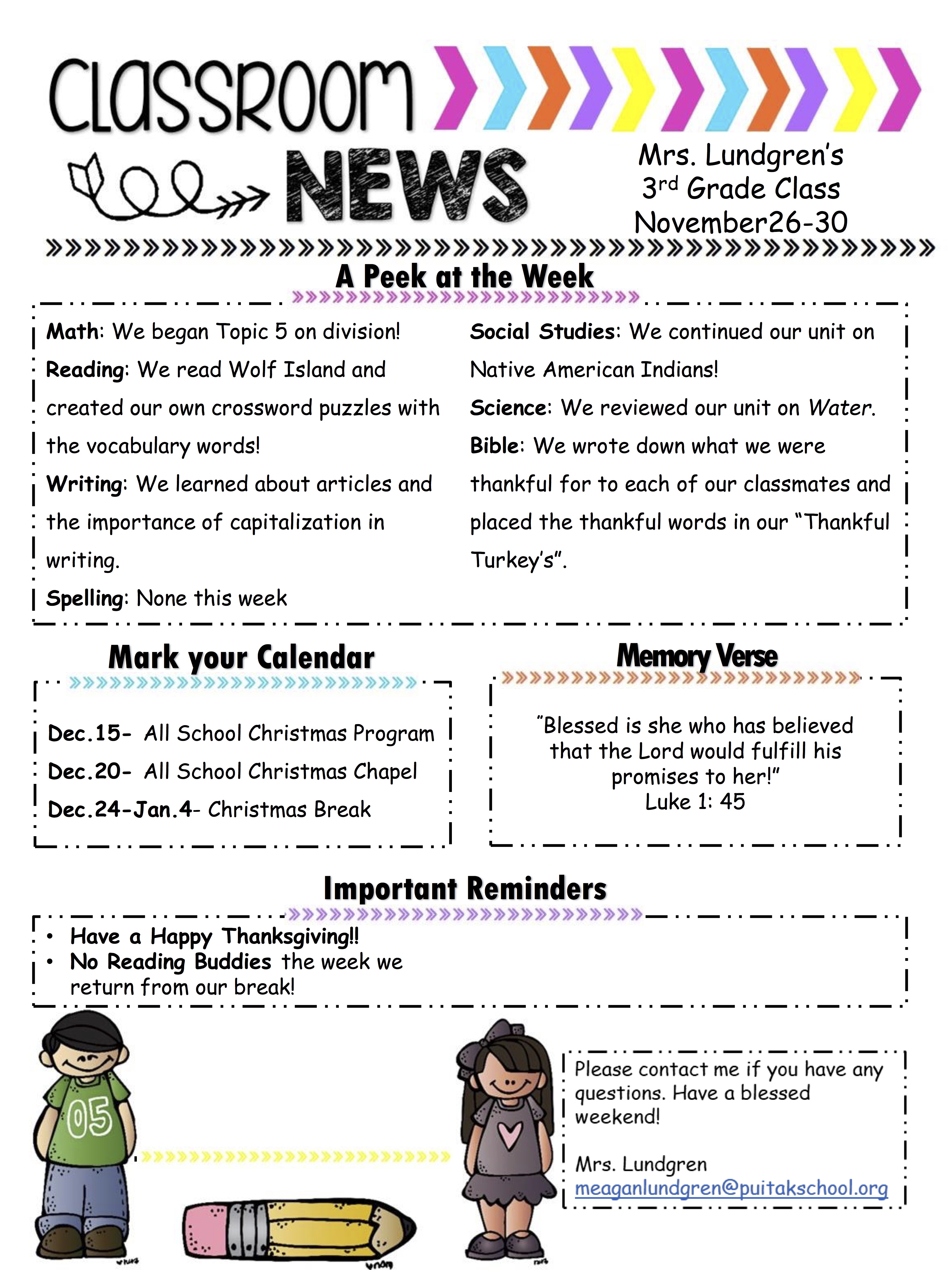 MeaganNewsletter2018November4thWeek