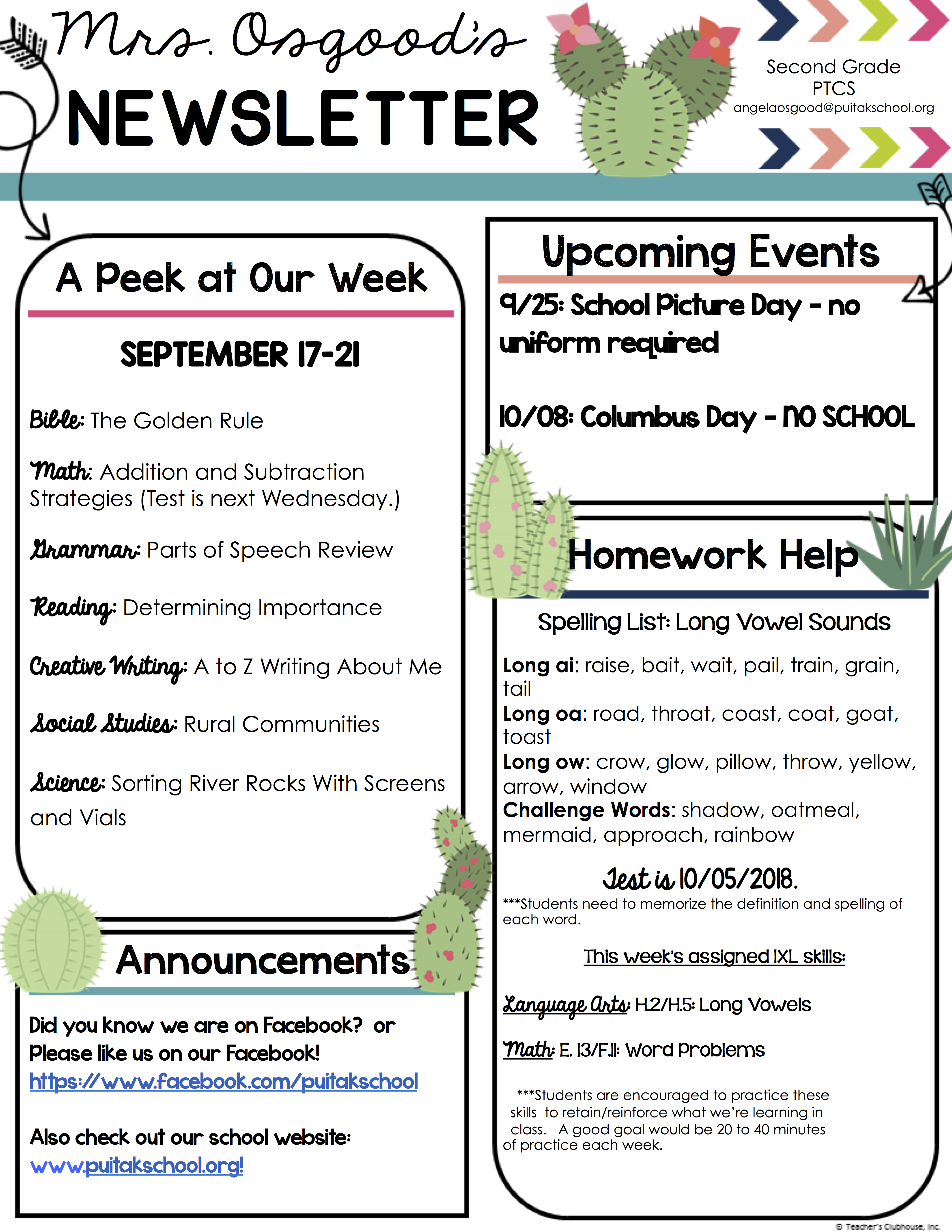AngelaNewsletter2018September3rdWeek