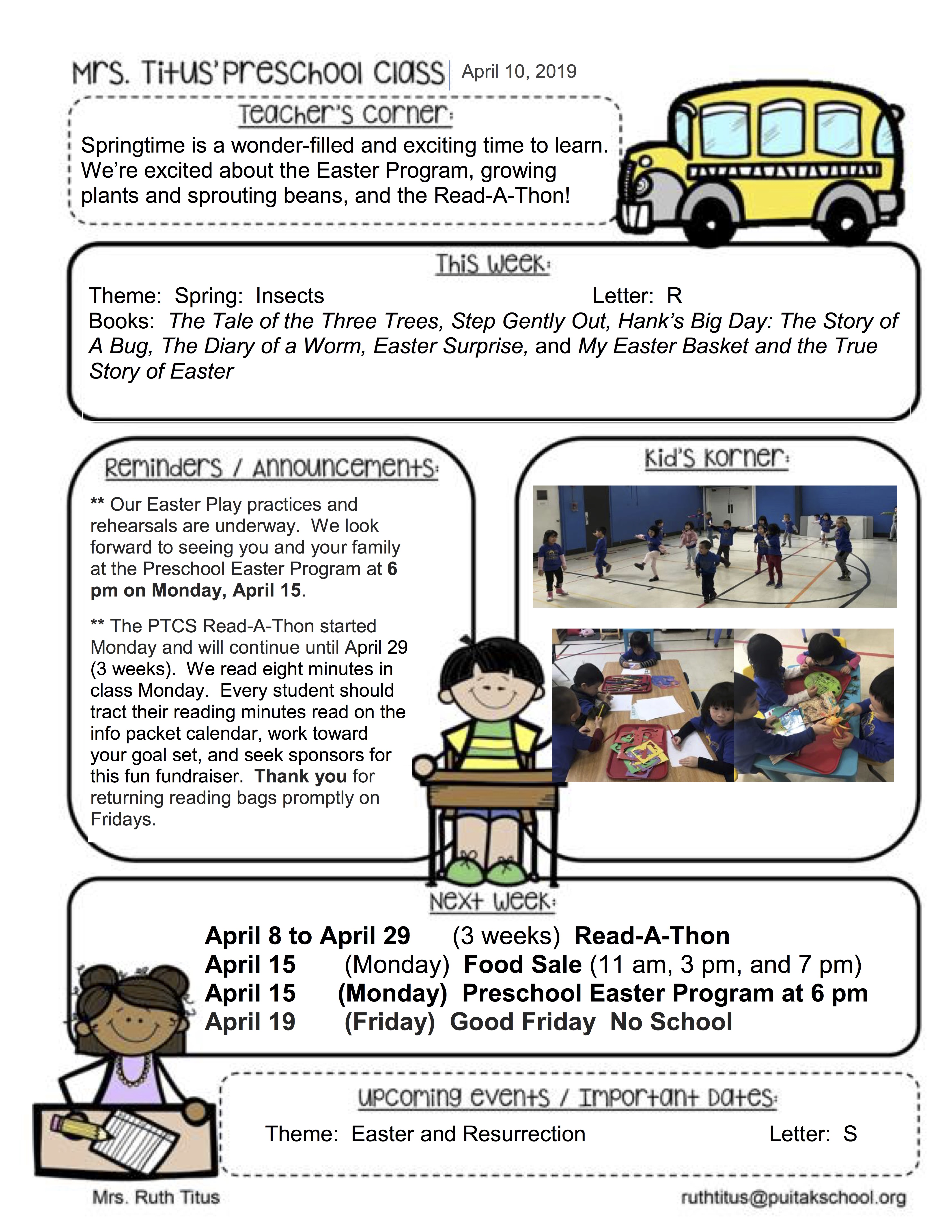 RuthNewsletter2019April2ndWeek