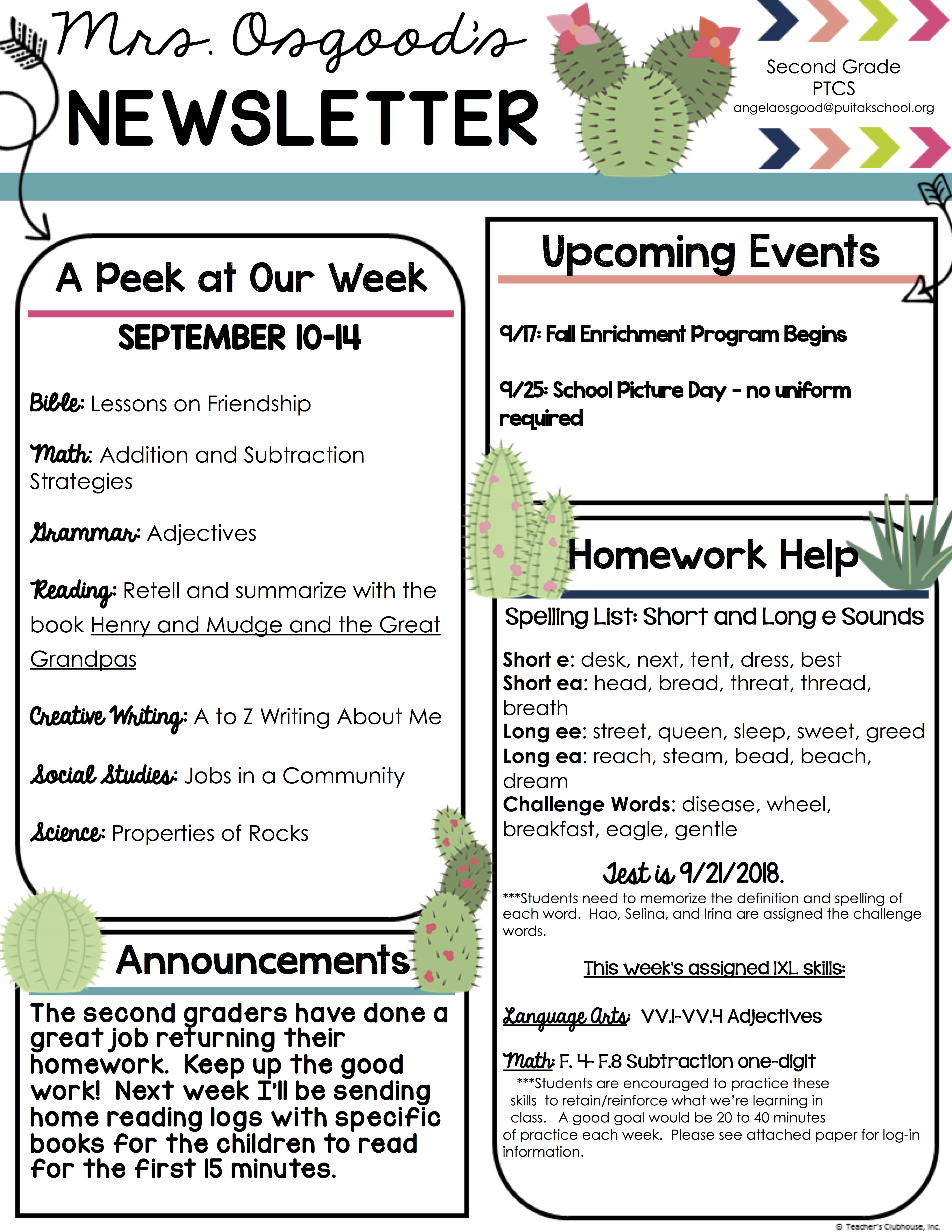 AngelaNewsletter2018September2ndWeek