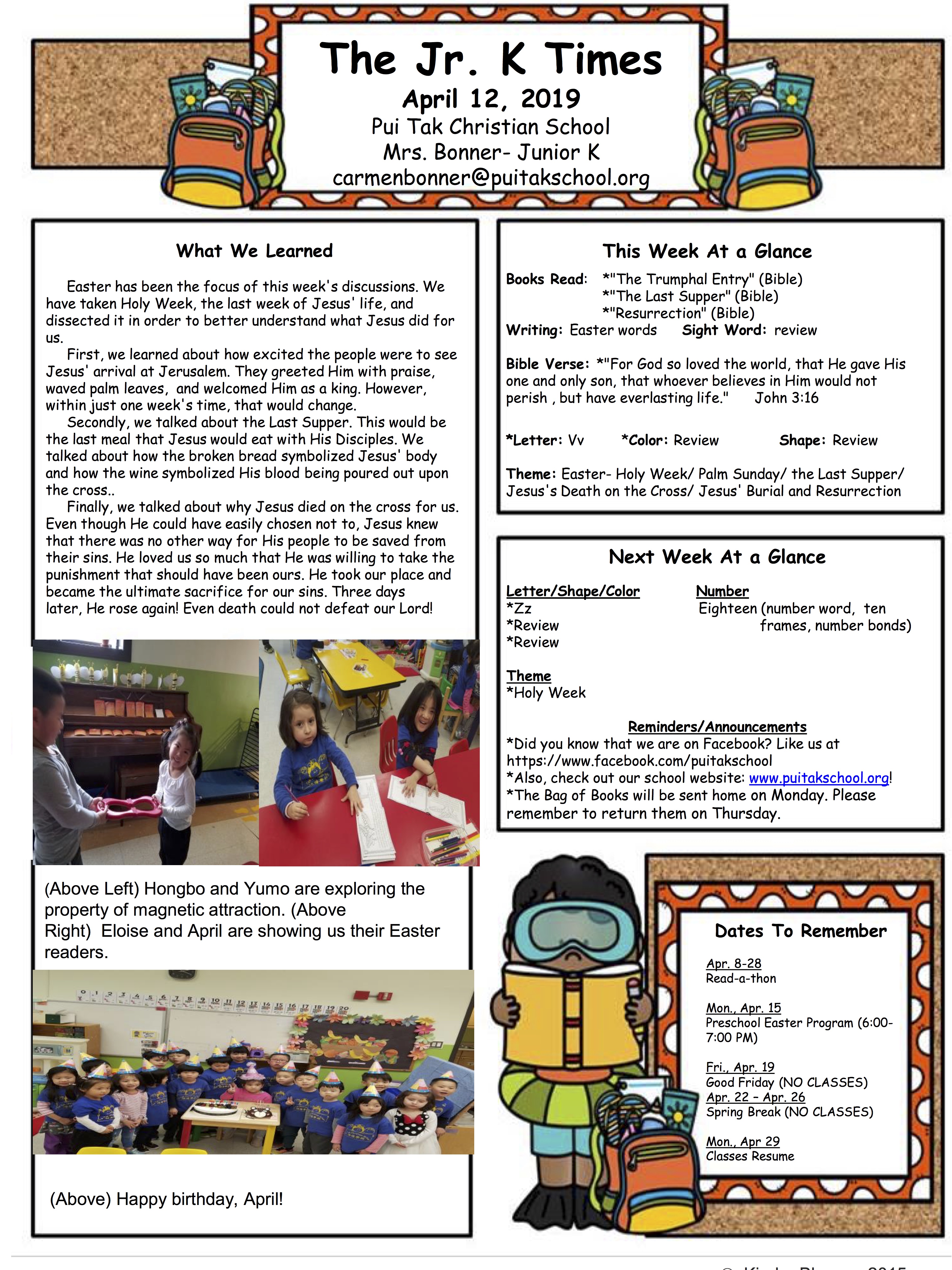 CarmenNewsletter2019April2ndWeek