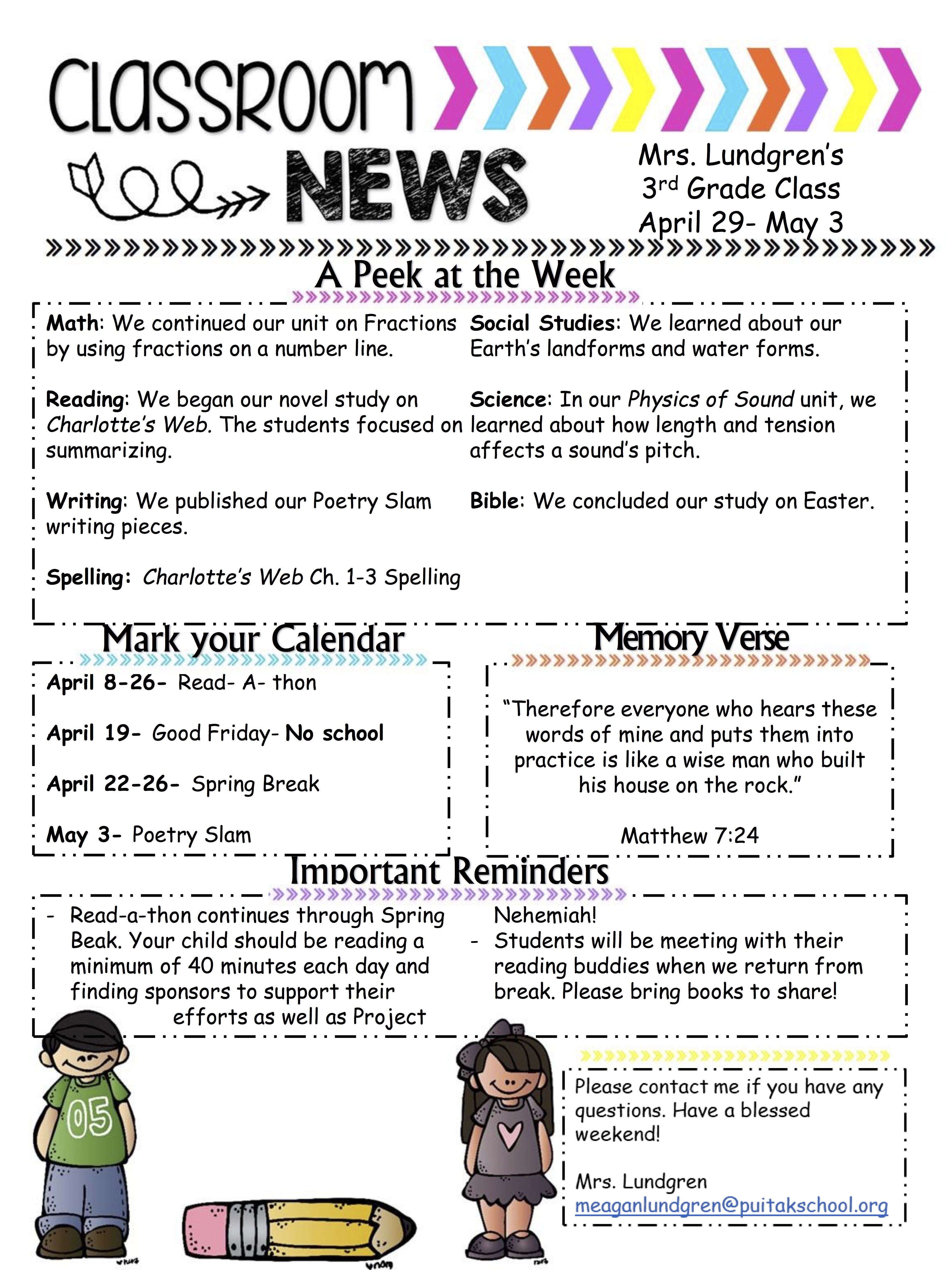 MeaganNewsletter2019April3rdWeek