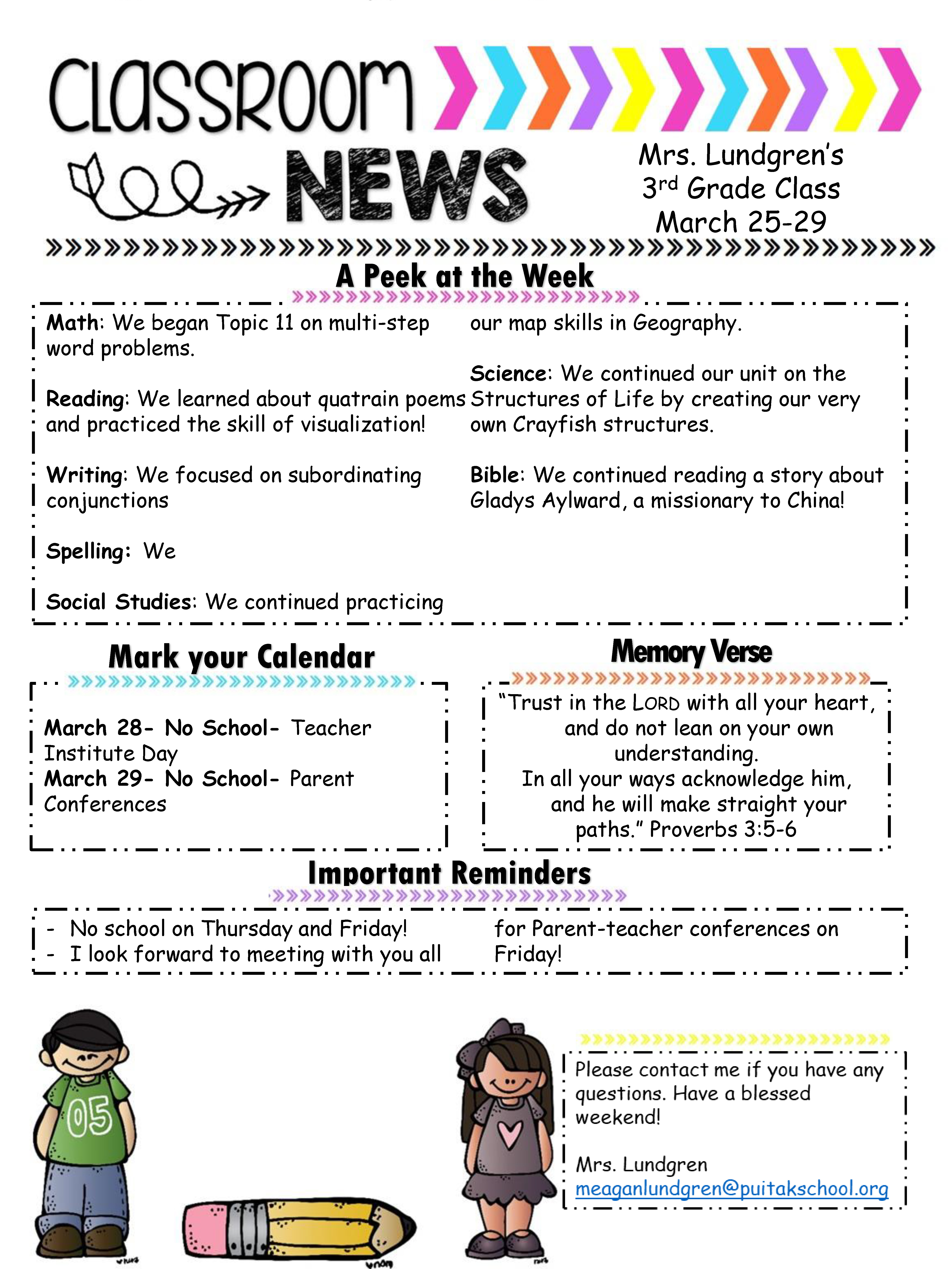 MeaganNewsletter2019March3rdWeek