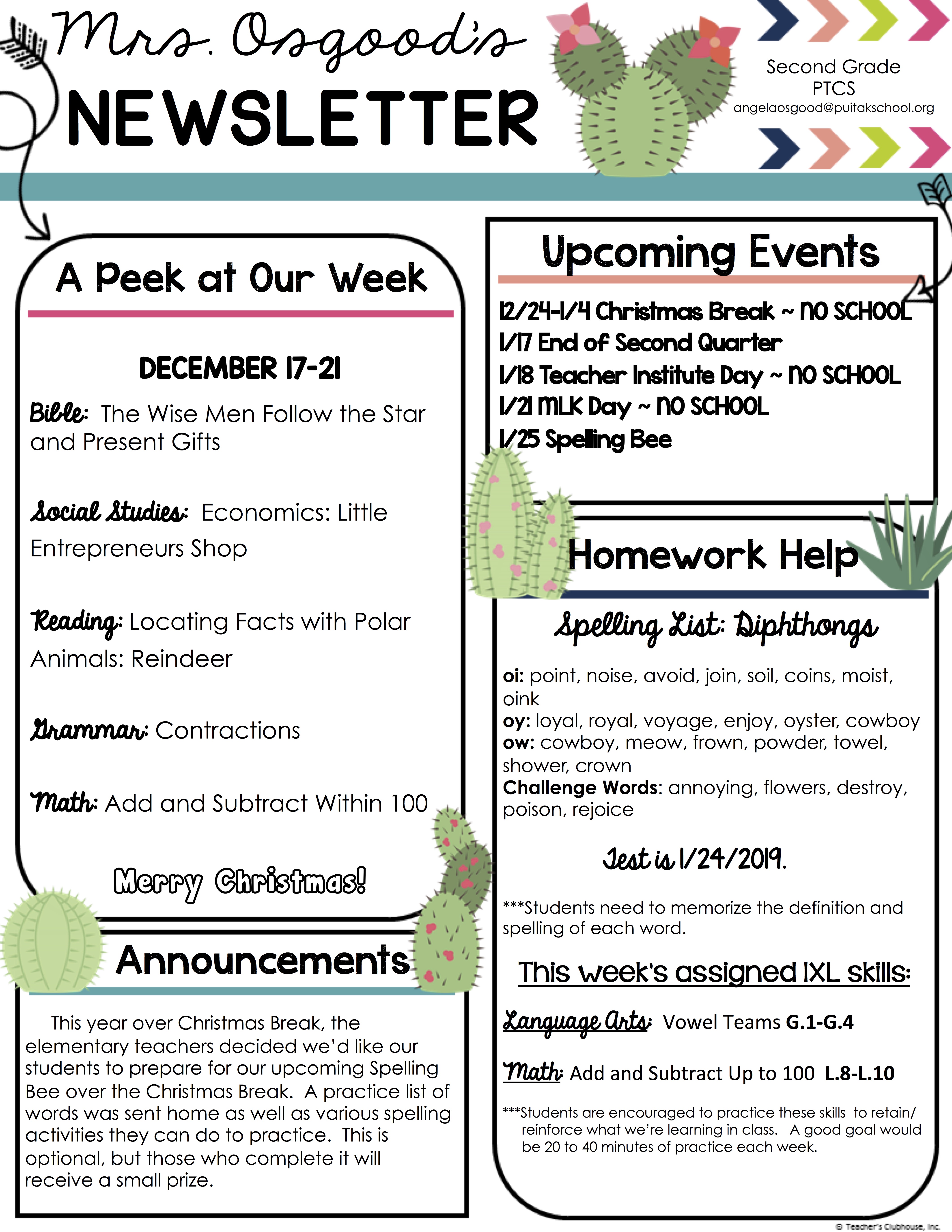 AngelaNewsletter2018December3rdWeek