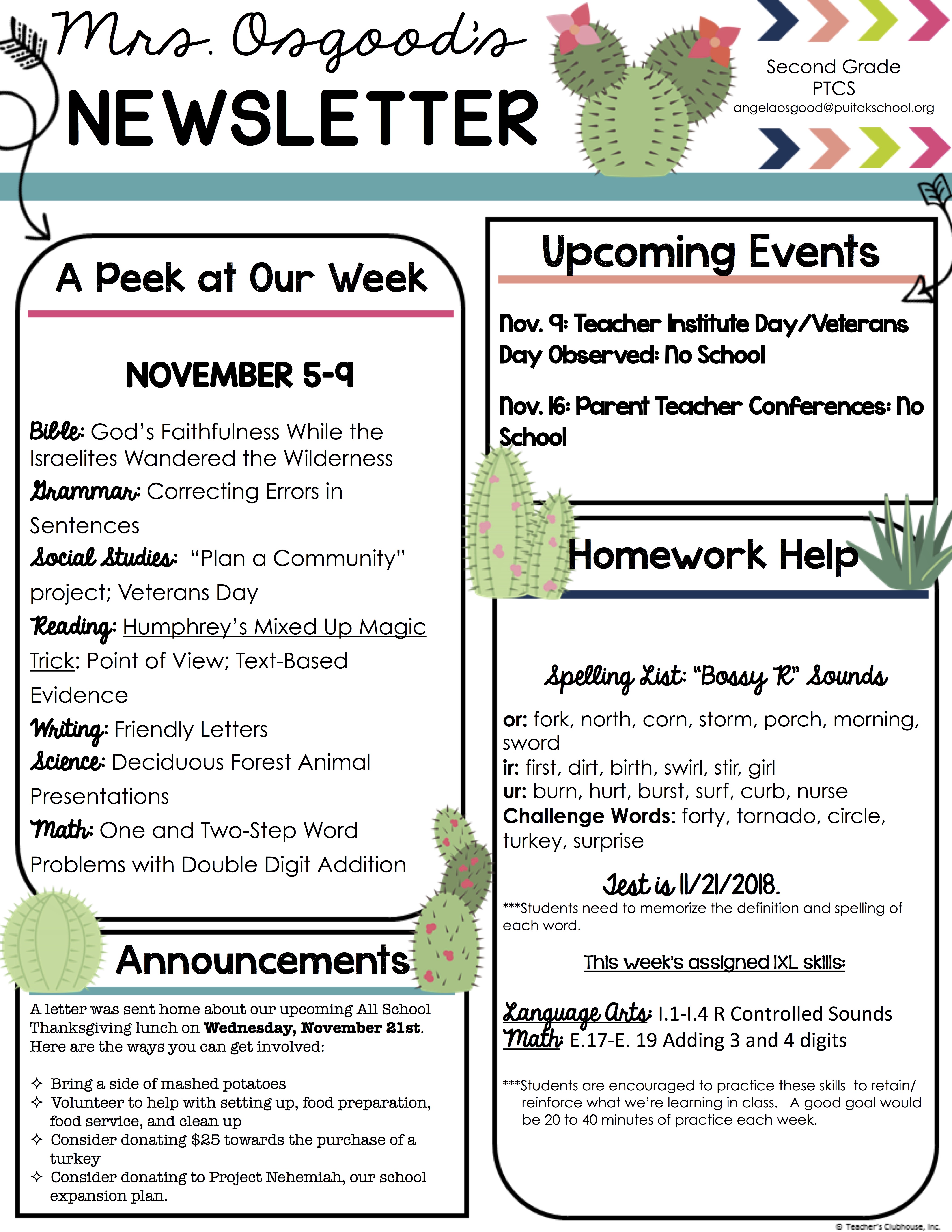 AngelaNewsletter2018November2ndWeek