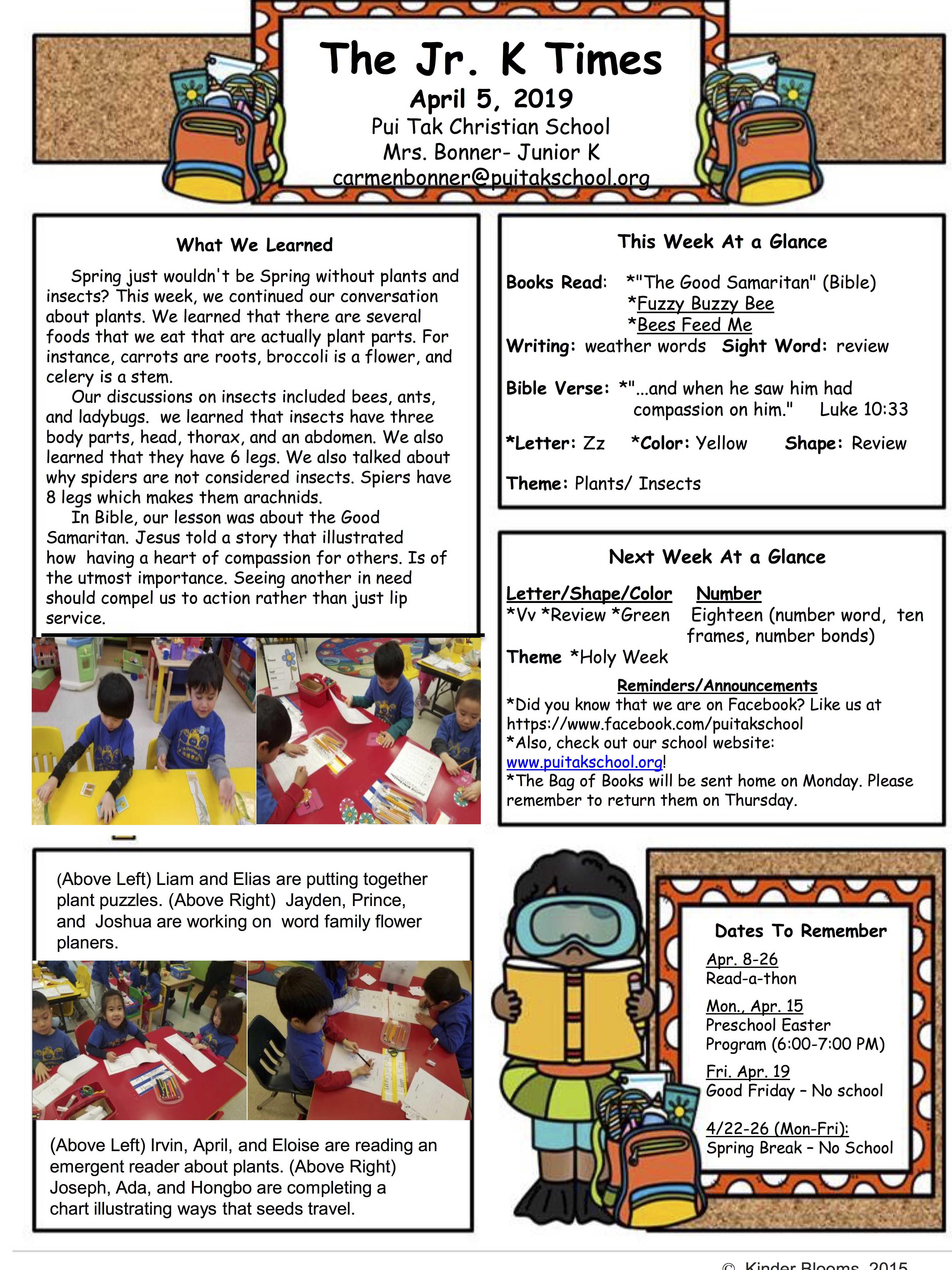 CarmenNewsletter2019April1stWeek