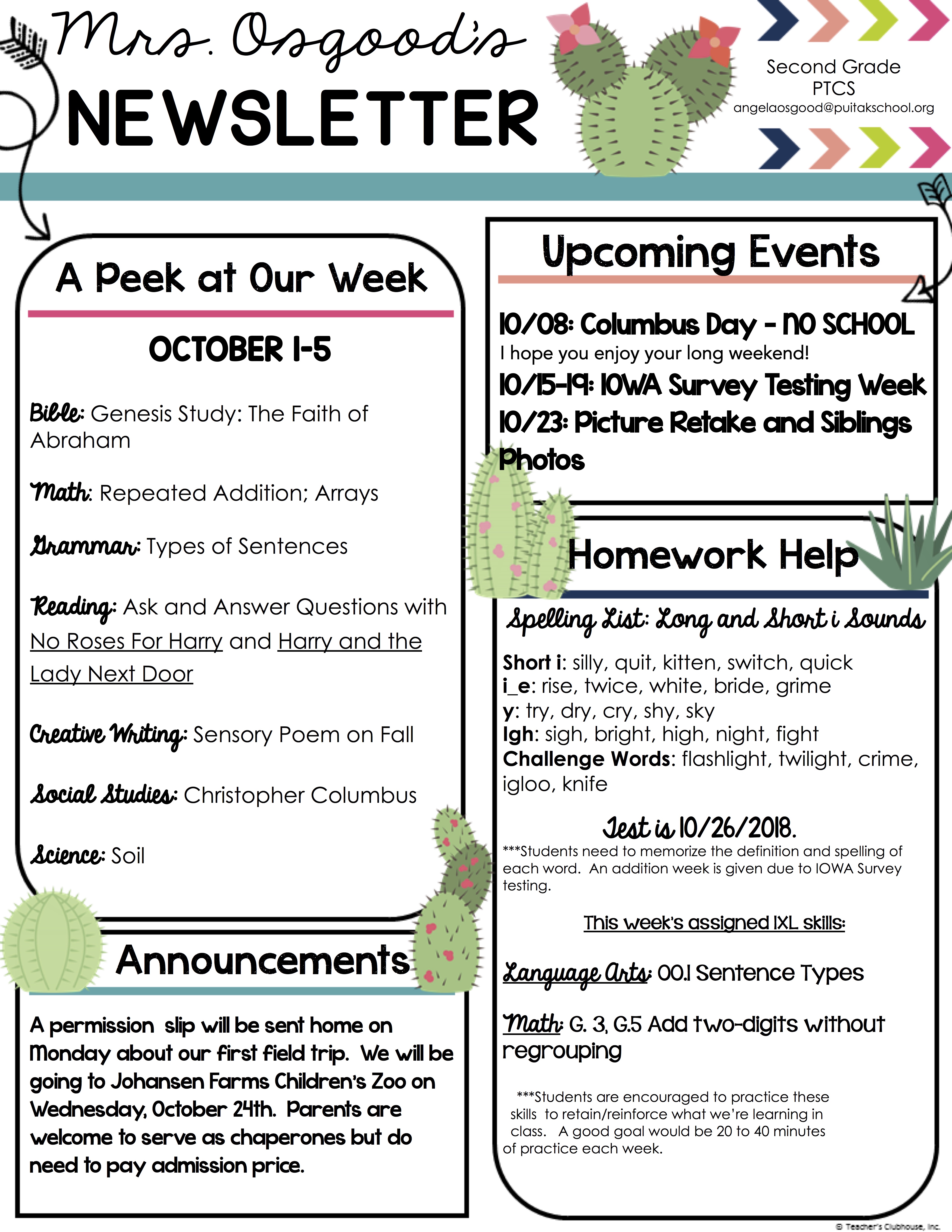 AngelaNewsletter2018October1stWeek