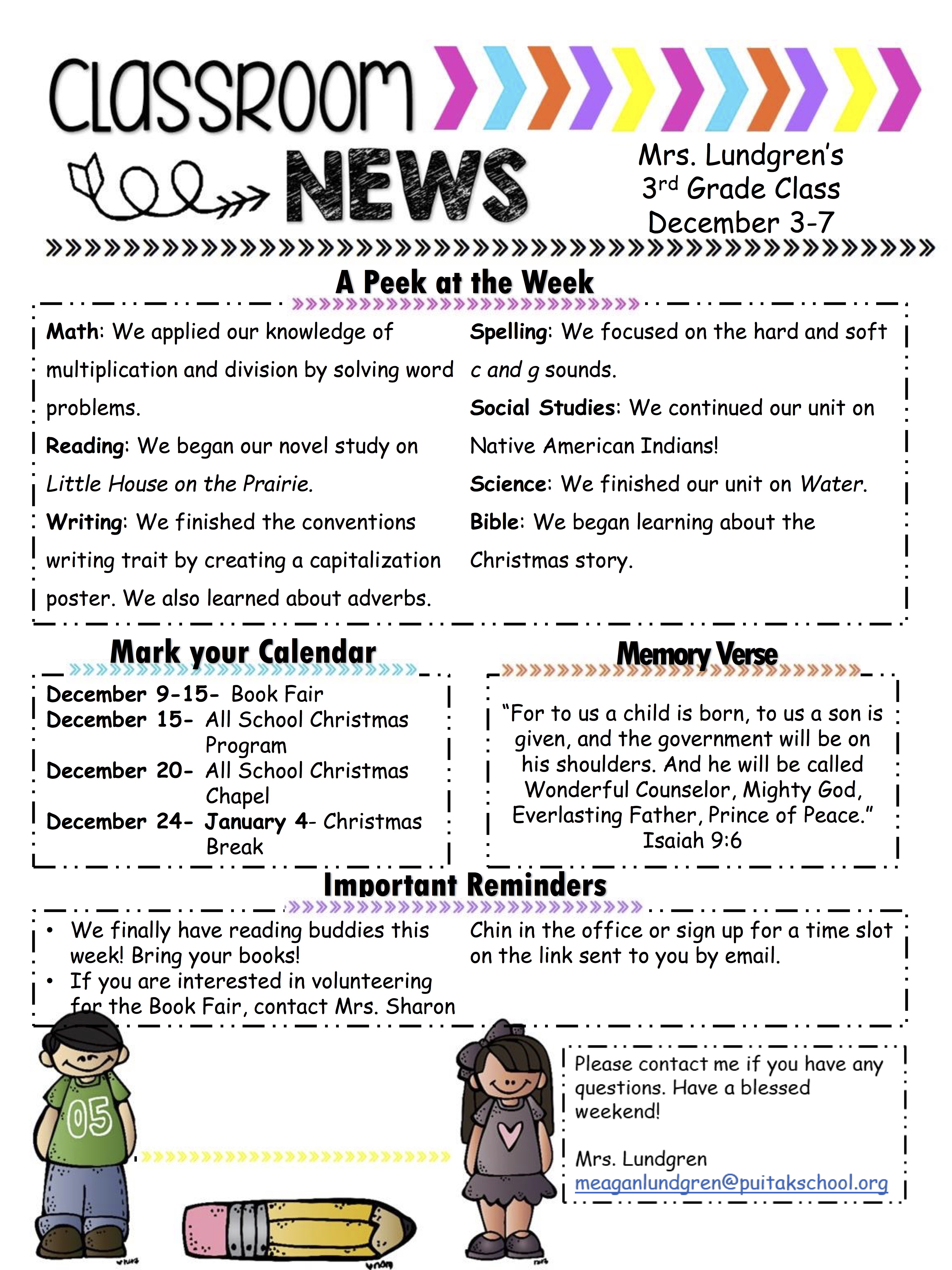 MeaganNewsletter2018December1stWeek