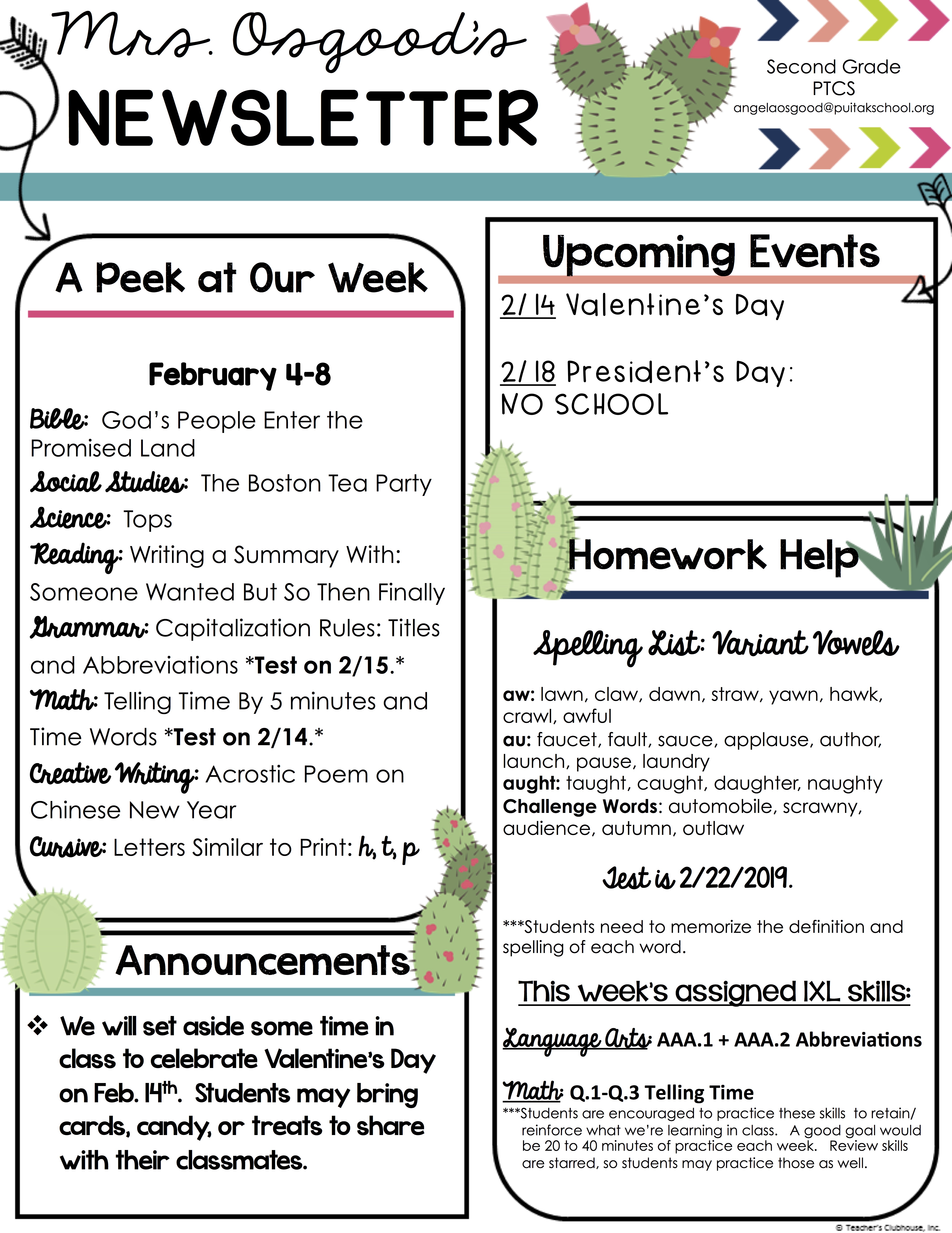 AngelaNewsletter2019February2ndWeek