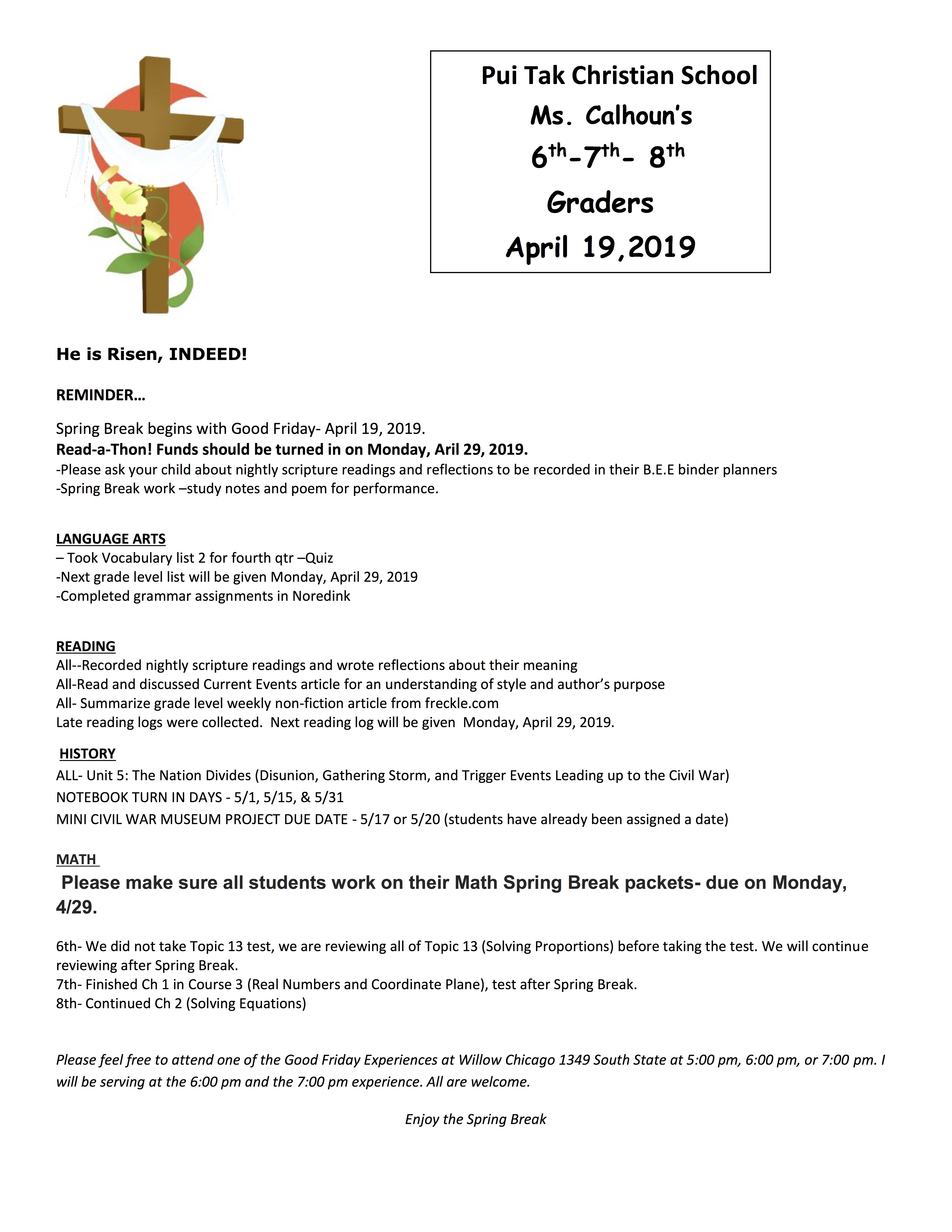ShaNewsletter2019April3rdWeek