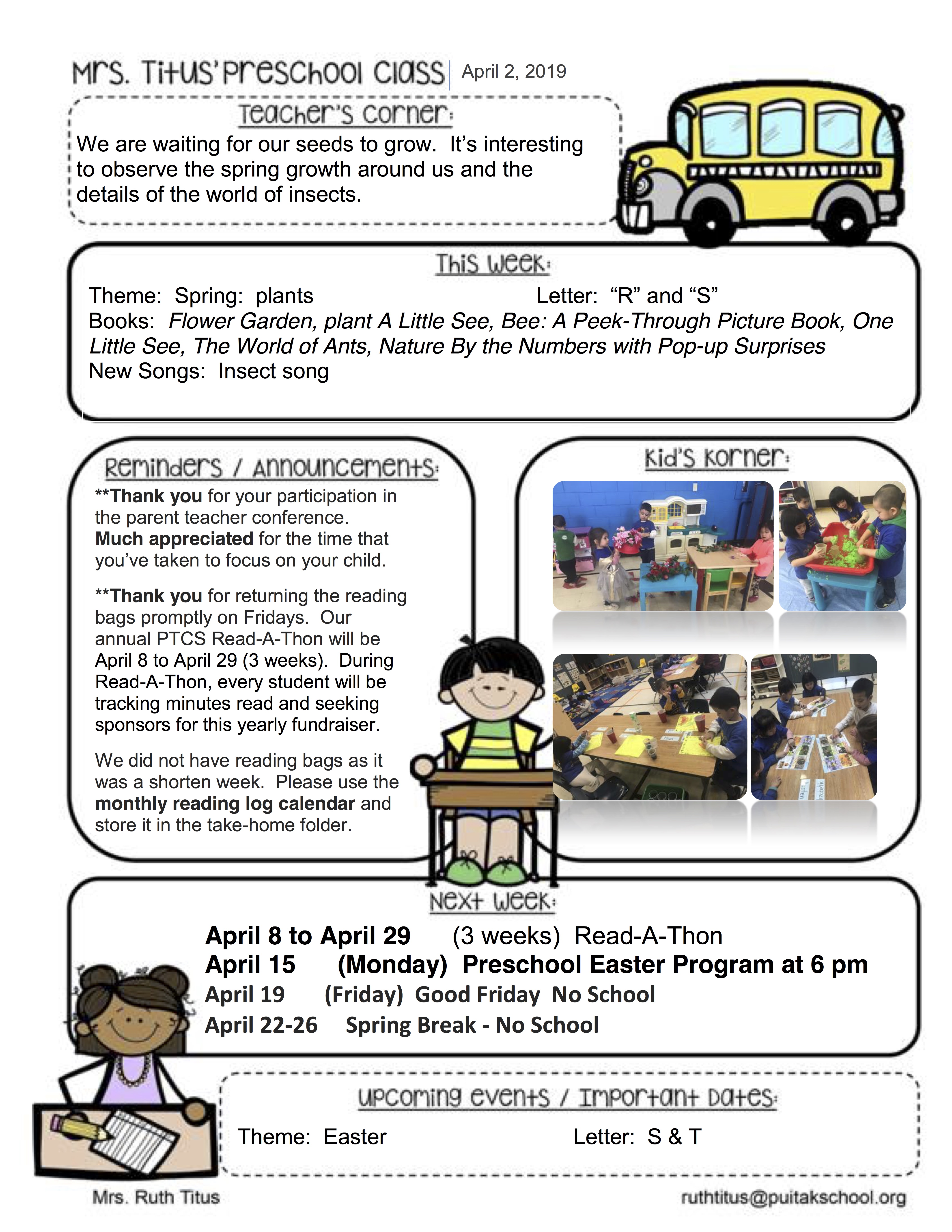 RuthNewsletter2019April1stWeek
