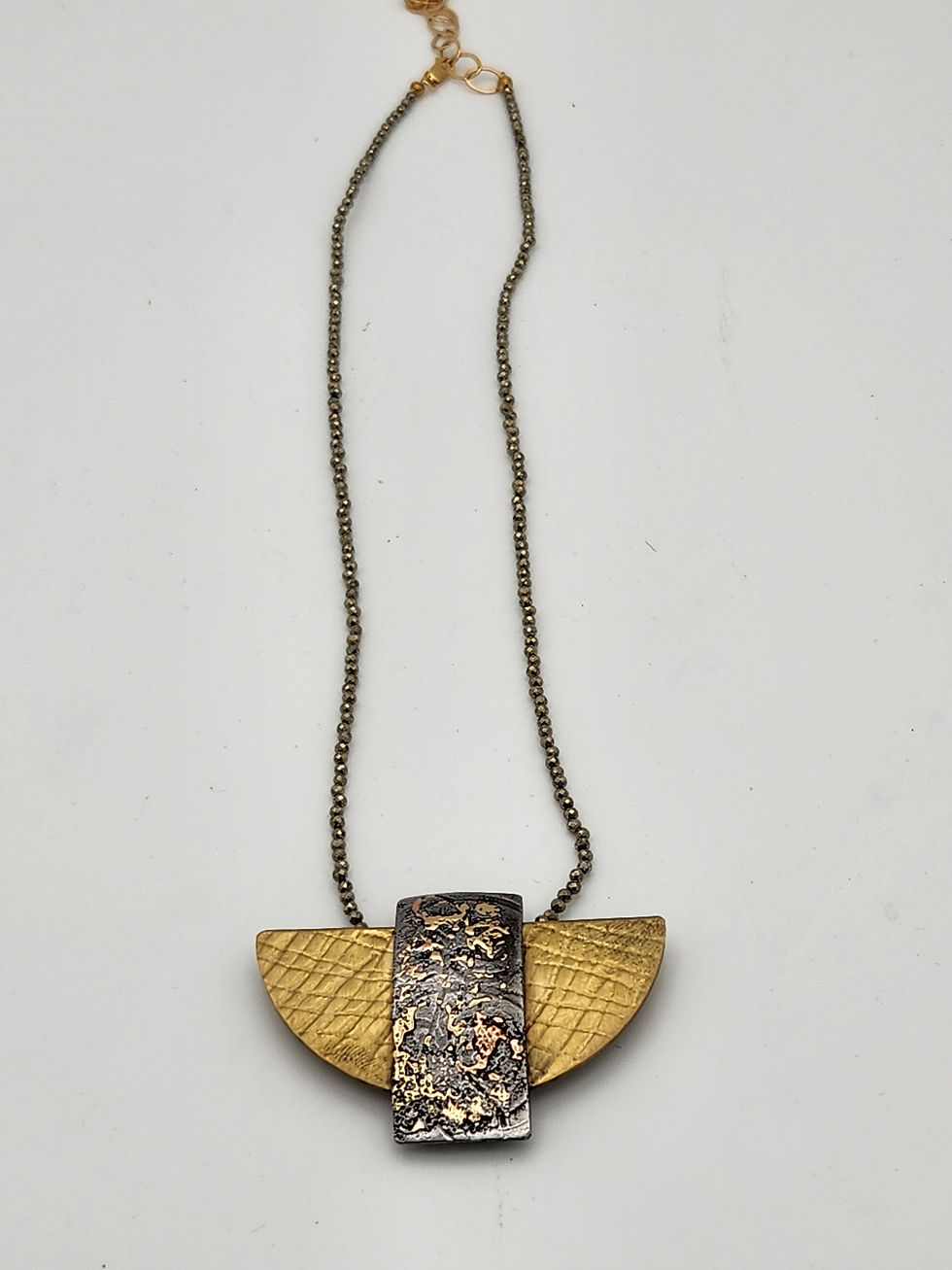 Thumbnail: Necklace, 18k gold on steel and brass (Leslie McMillan, 2023)