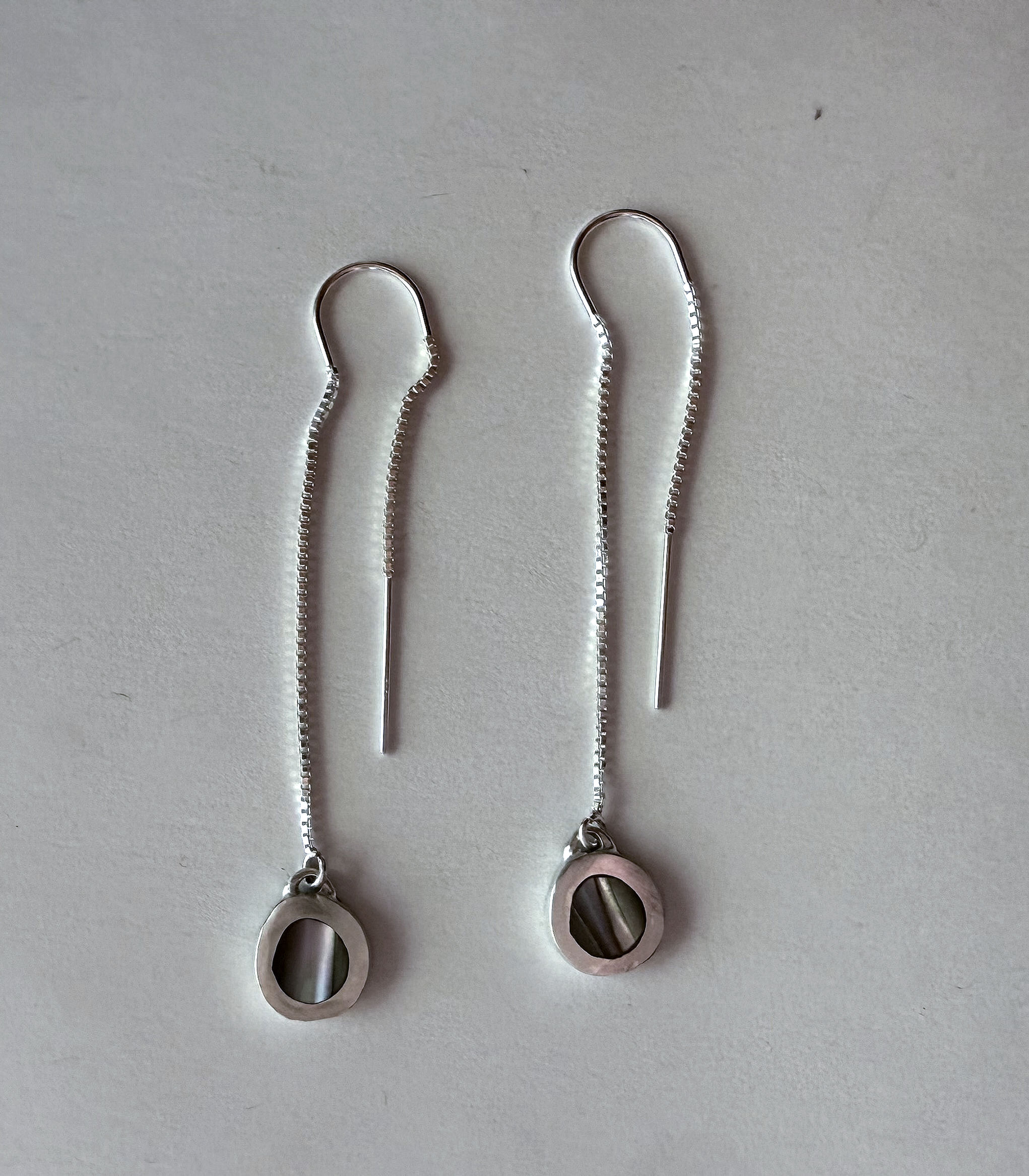 Dainty Circle Earrings Abalone Shell (Kendra Roberts