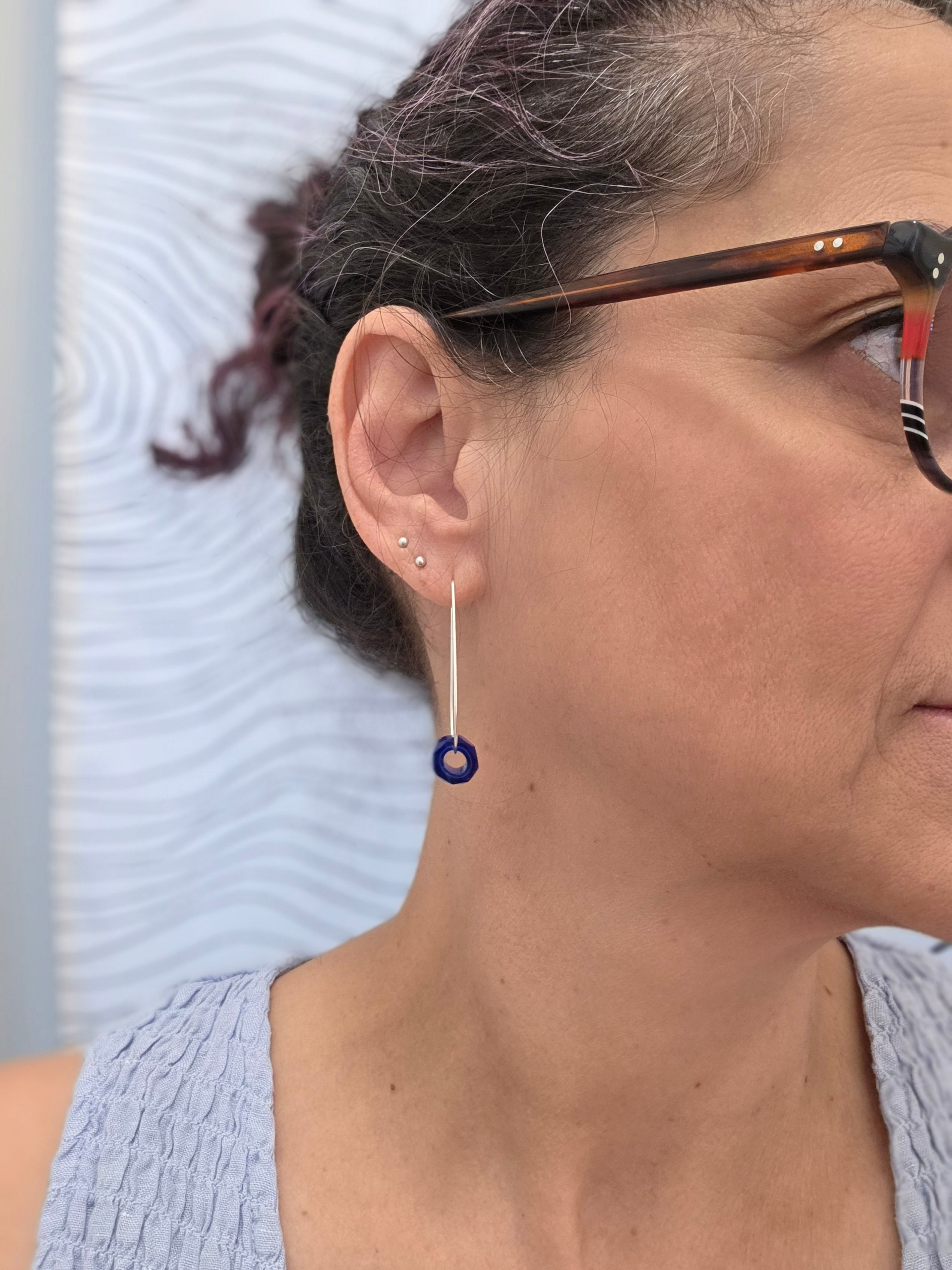 Antique "Blue Russian" Trading Beads earrings (from David Hedges)