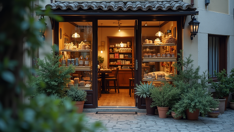 Eye-level view of a small local shop with a welcoming entrance