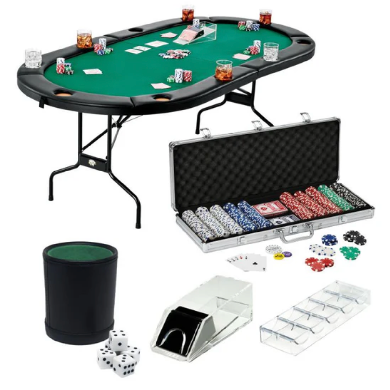 Fat Cat Folding Texas Holdem Poker Table Mega Bundle