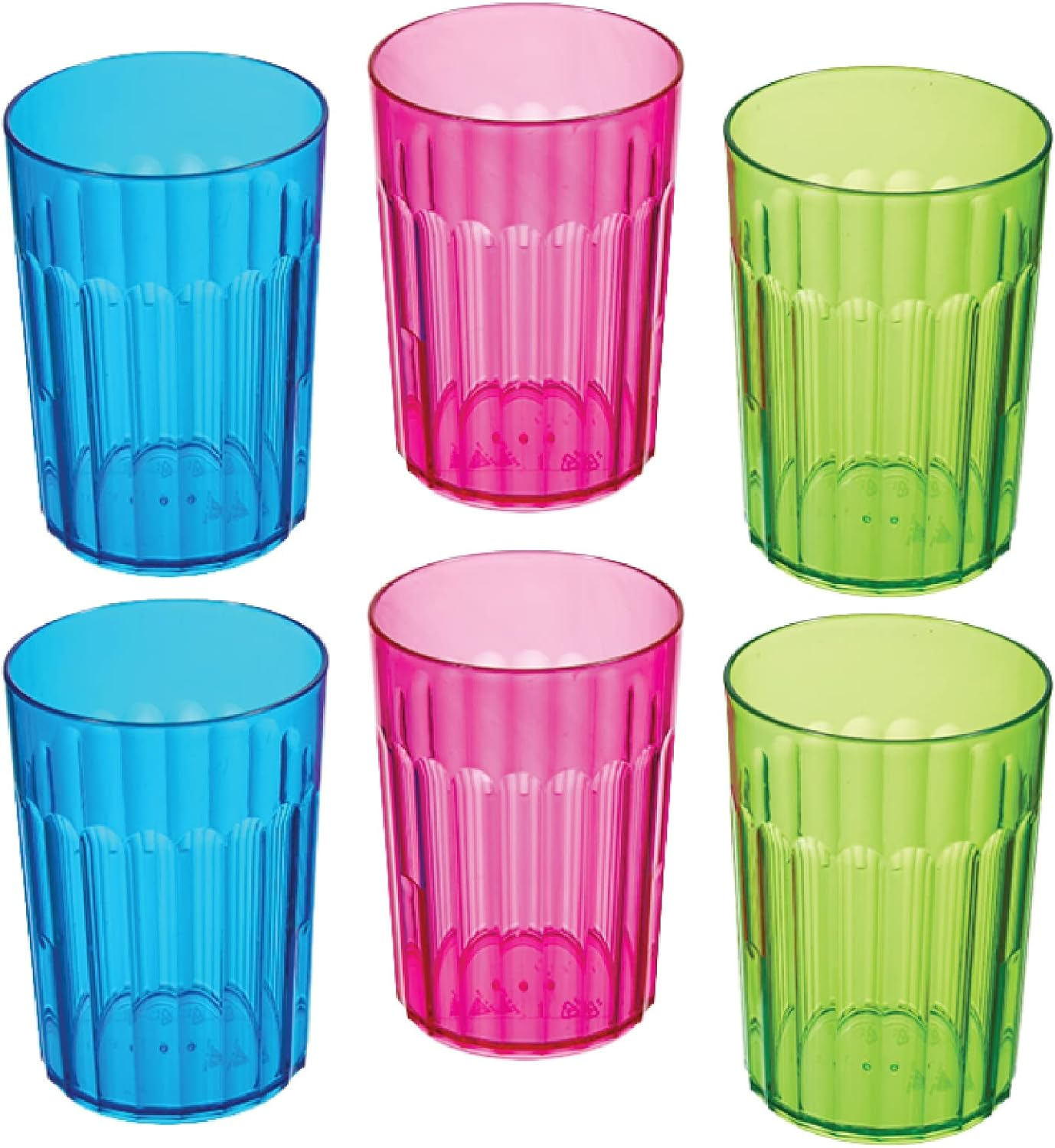 10 Oz Rainbow Plastic Tumblers, Set of 6 - Made in the USA, BPA Free - Break-Res
