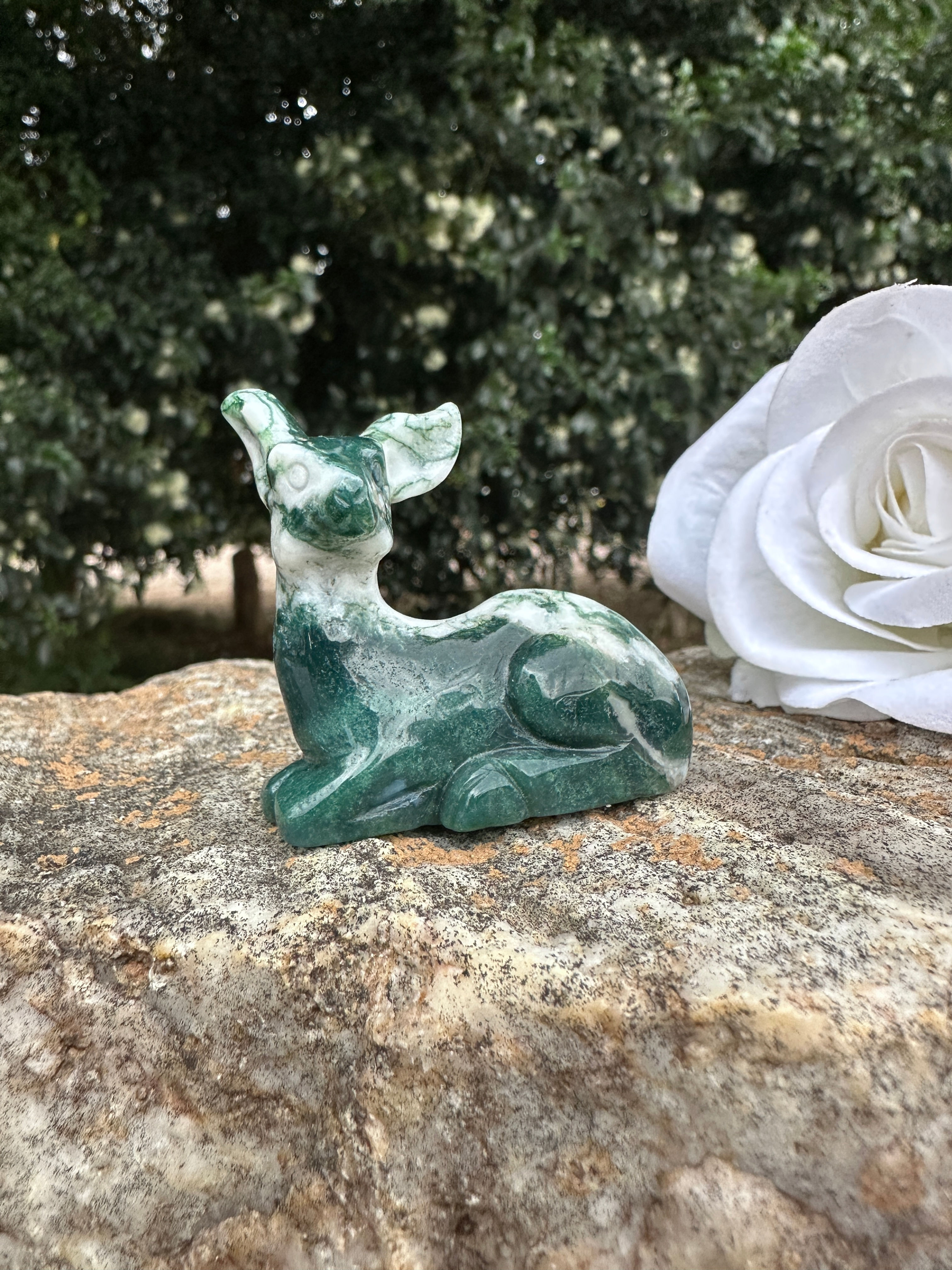 Moss Agate Deer