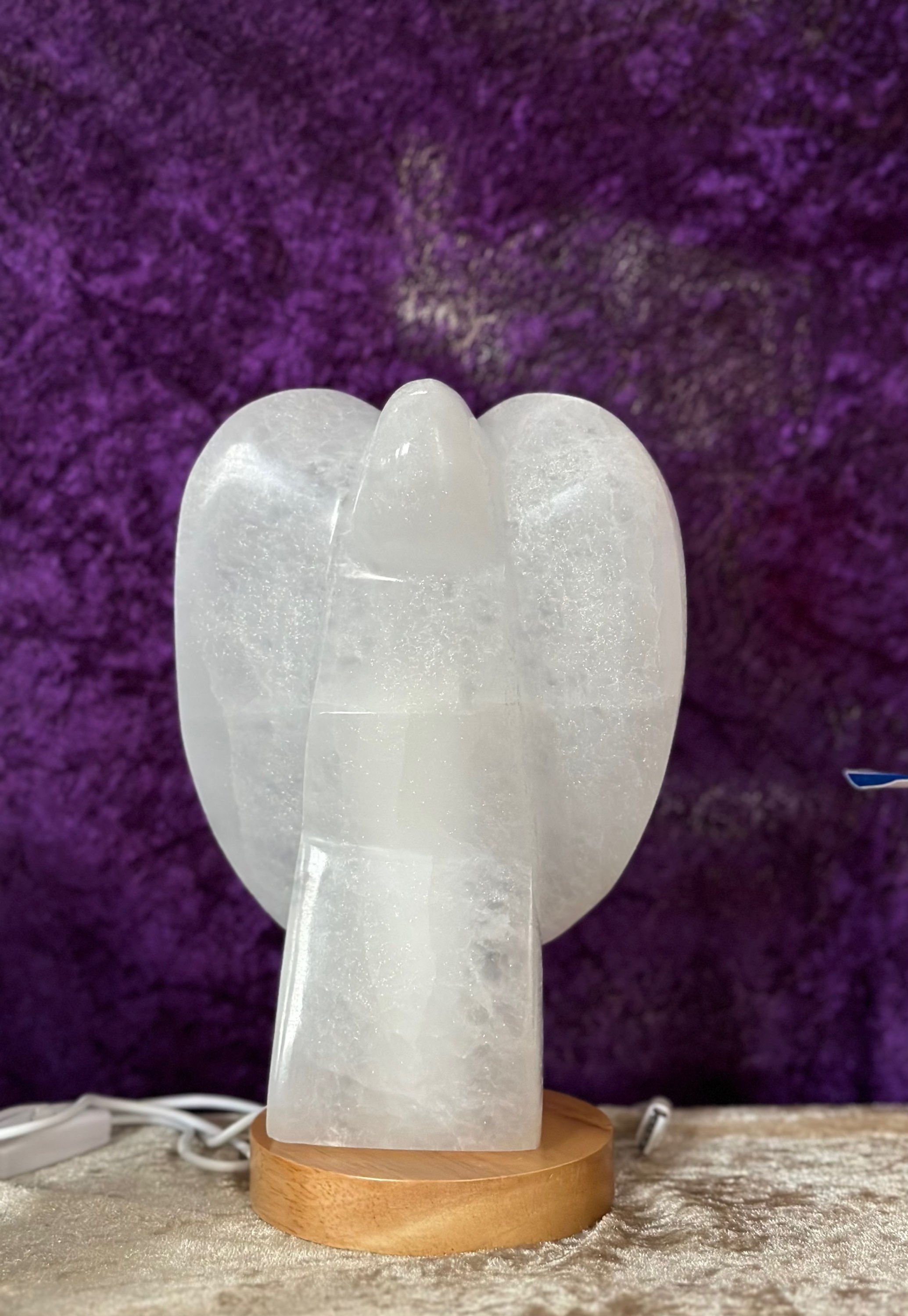 Selenite Angel Lamp