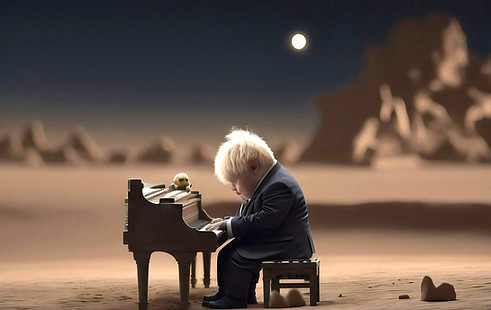 Cute and tiny Boris Johnson playing pian