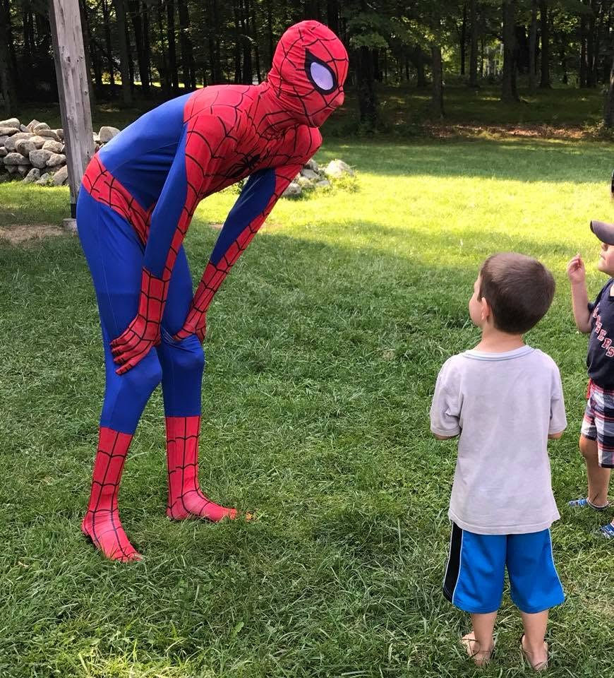 Spiderman meeting friend at New Milford CT Event