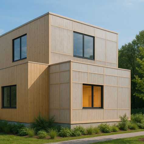 Home with optical wood use as suggested by AI