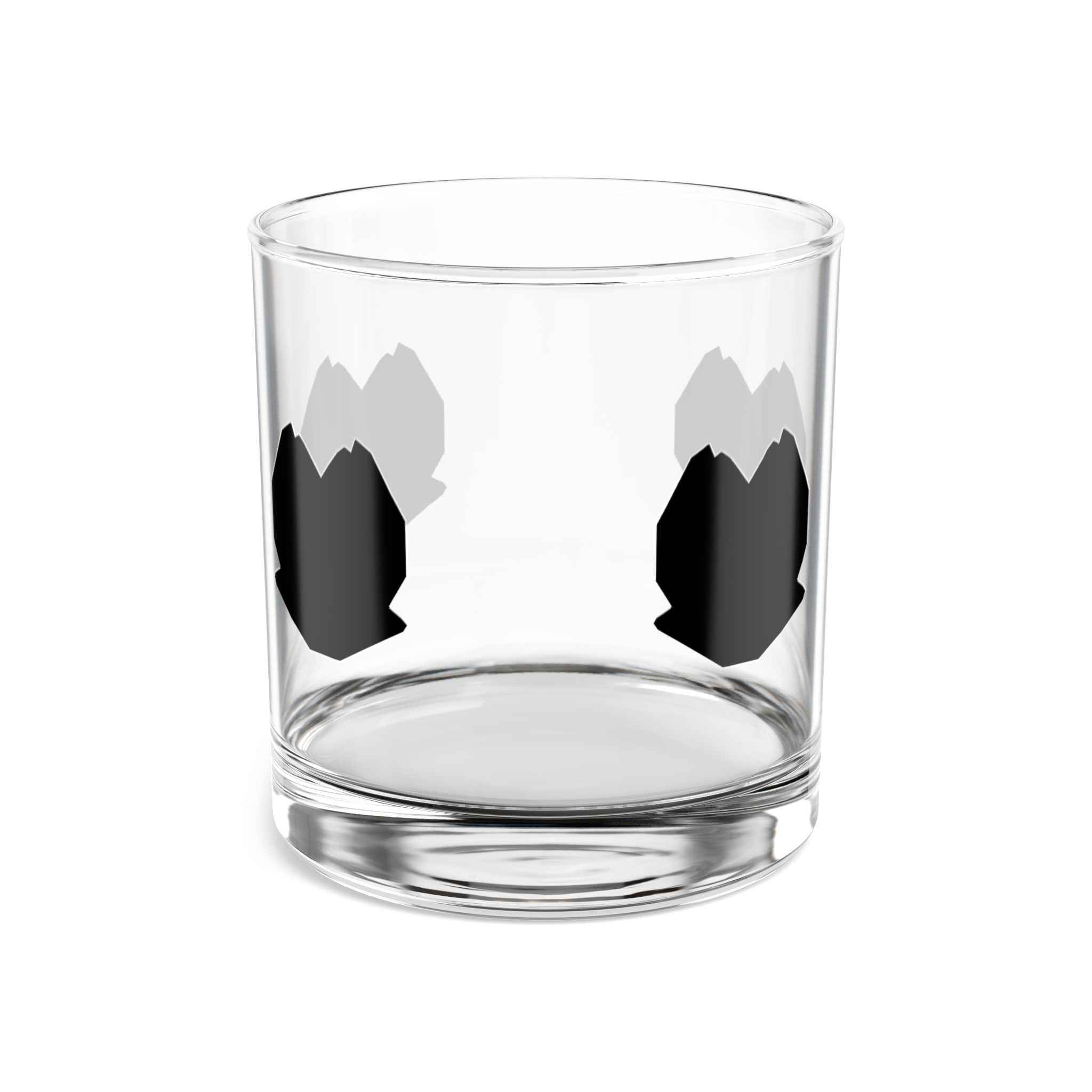 Phasewalker 10oz Whiskey Rocks Glass – Modern Black Heart Etched Design