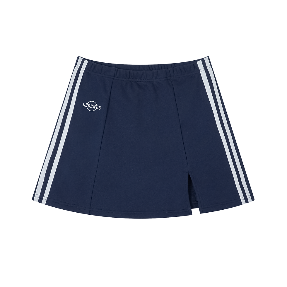 Zenchi Preppy Contrast Side Stripe Slit Skirt