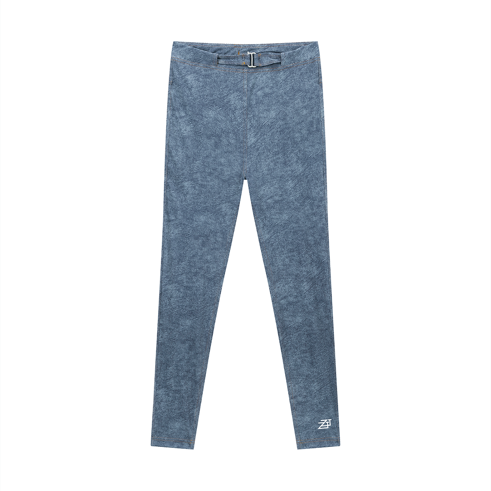 ZT Faux Denim Zip-Fly Leggings