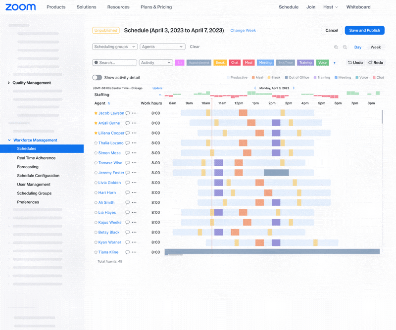Built to complement Zoom’s omnichannel contact center and AI-powered virtual assistant, our workforce management software is the latest addition to Zoom’s customer experience solutions that help support teams create a better way to work. 