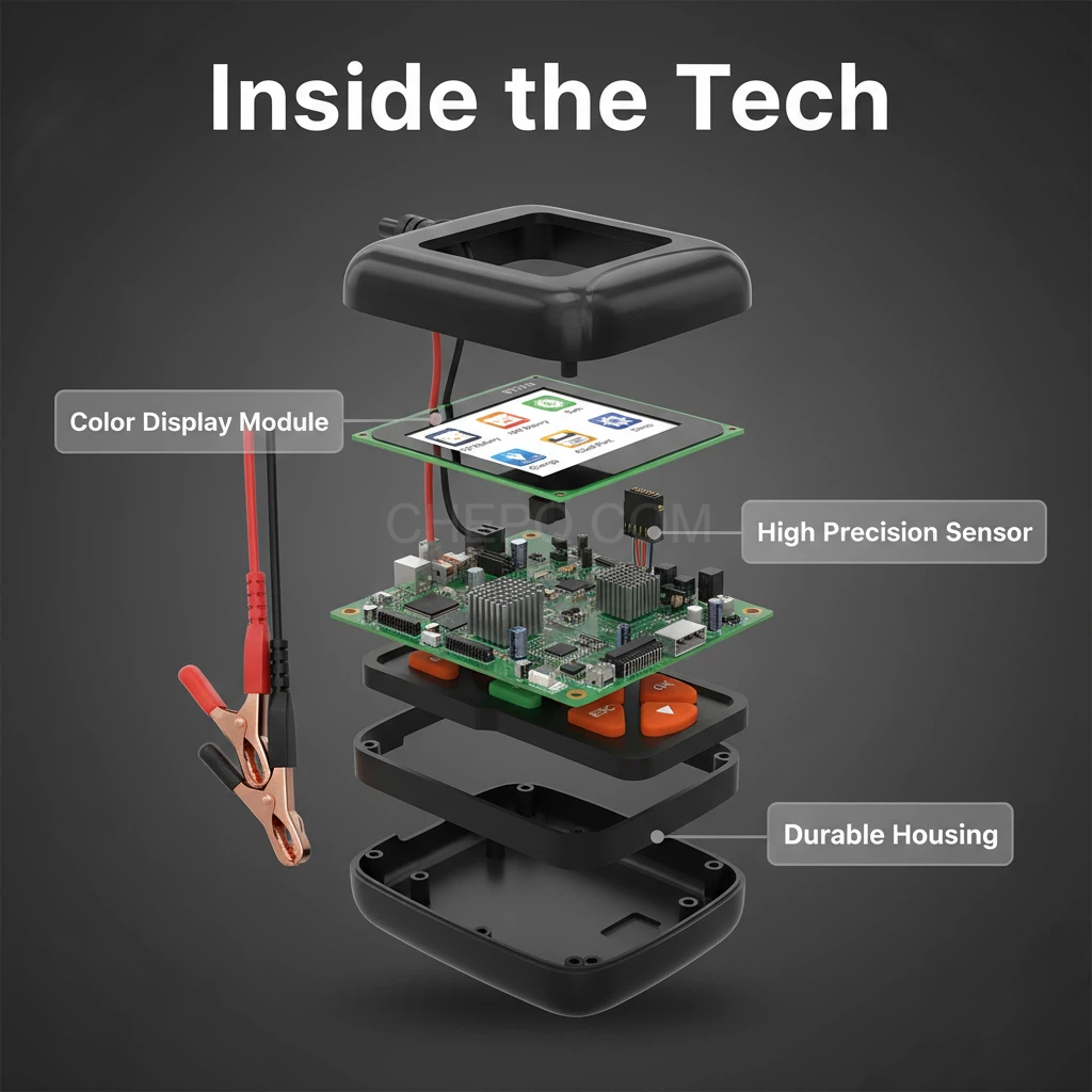 BT310 Professional 12V–24V Battery Tester | 100–2000 CCA Analyzer with Health