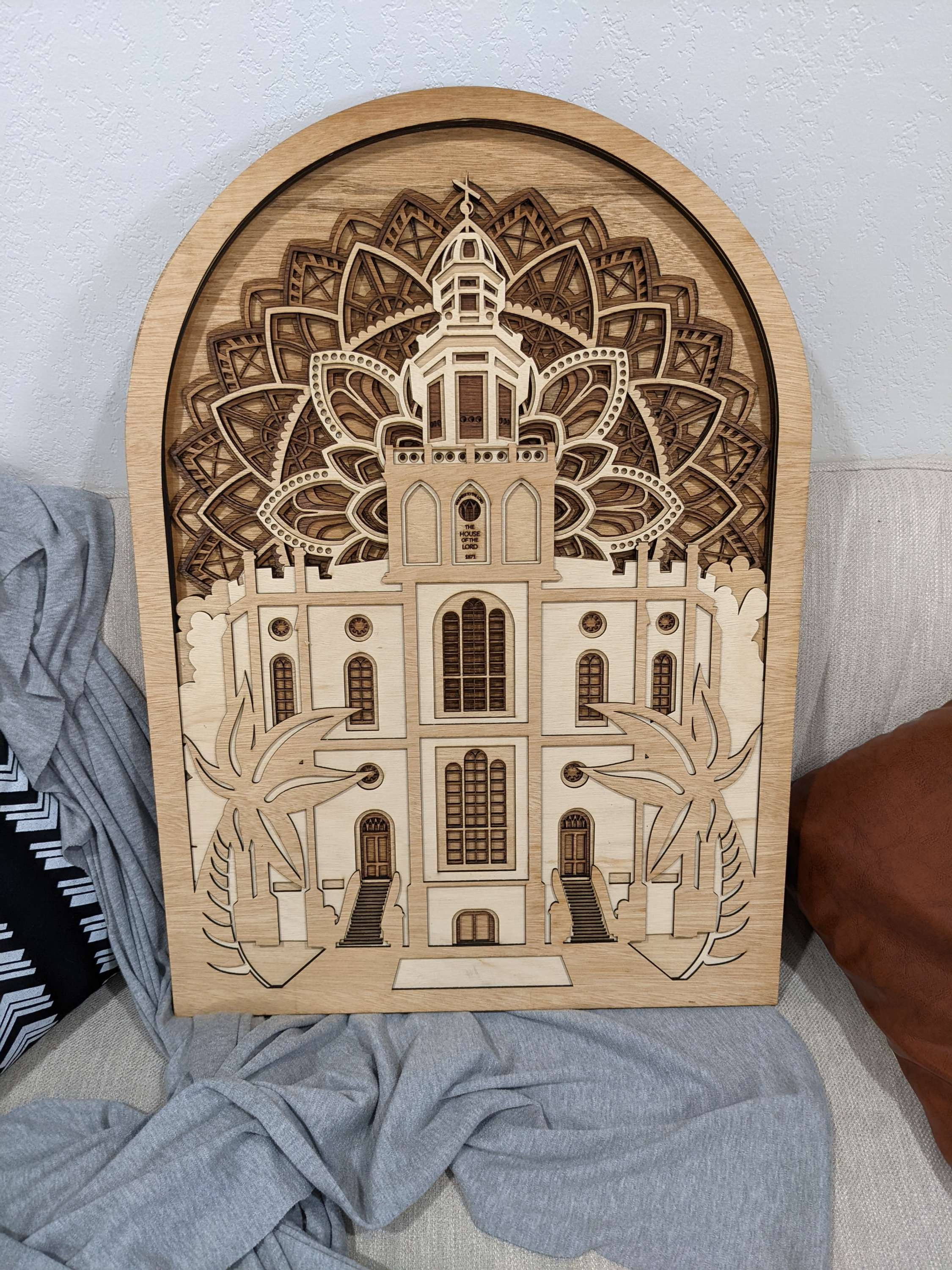 St. George Temple Layered Wood Sculpture