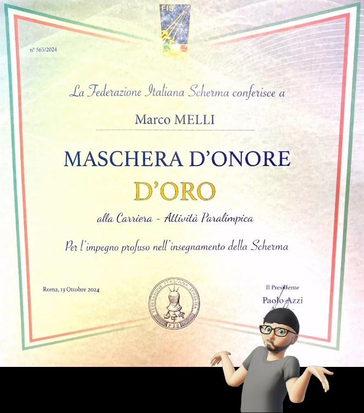 IL MAESTRO MARCO MELLI PREMIATO CON LA MASCHERA D’ONORE D’ORO