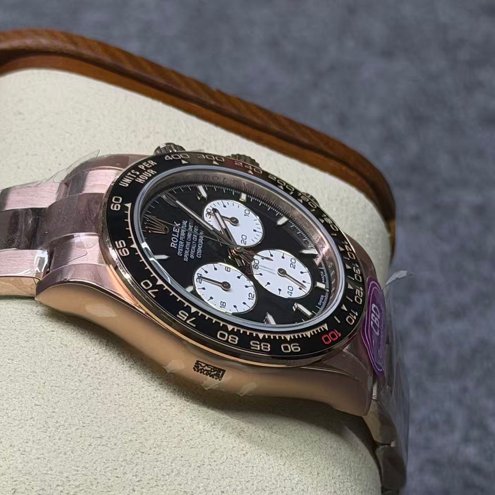 Daytona 126525LN Le Mans Everose Gold case profile and black ceramic bezel