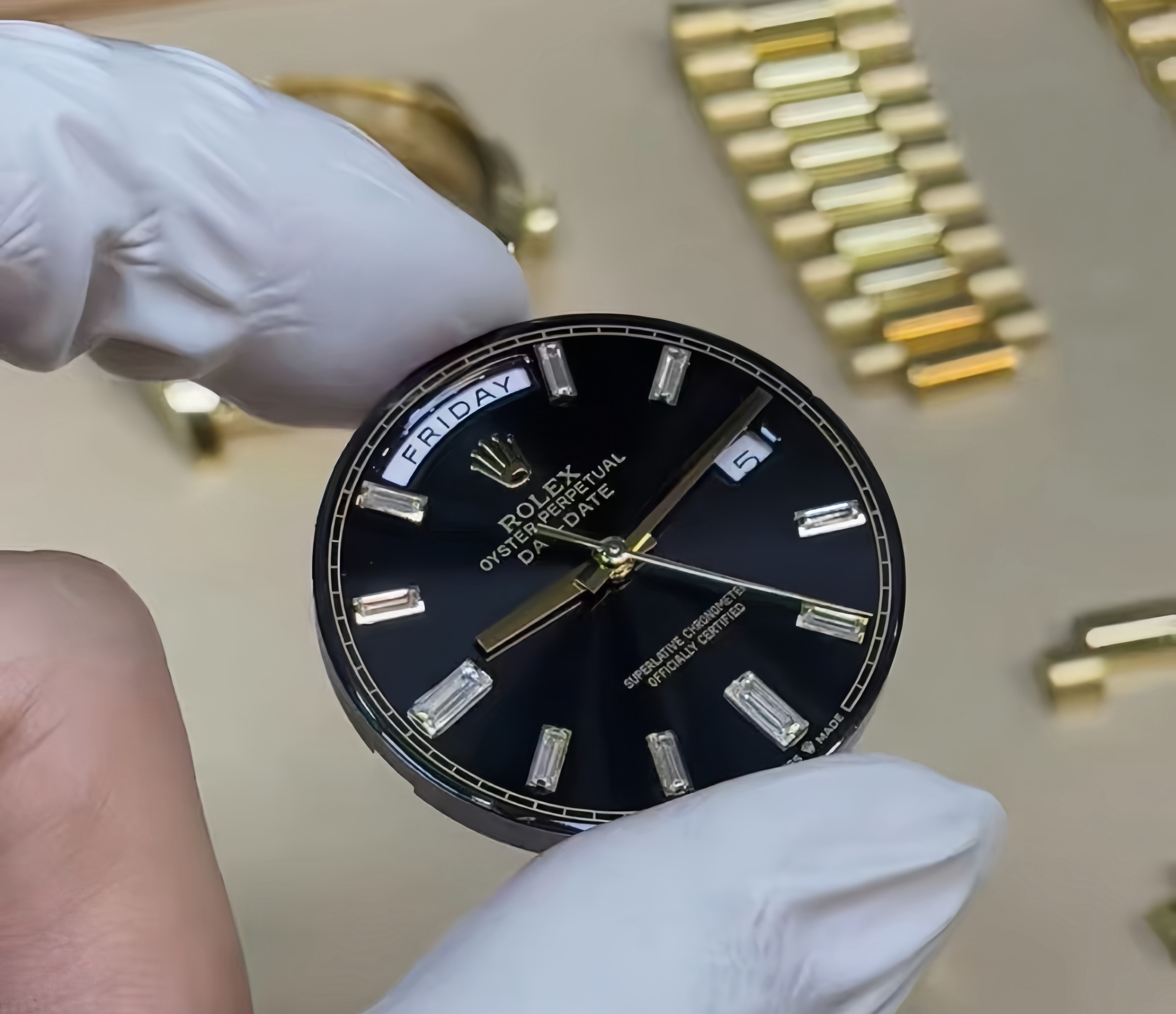 CBD Day-Date 40mm dial assembly with 3255 movement components